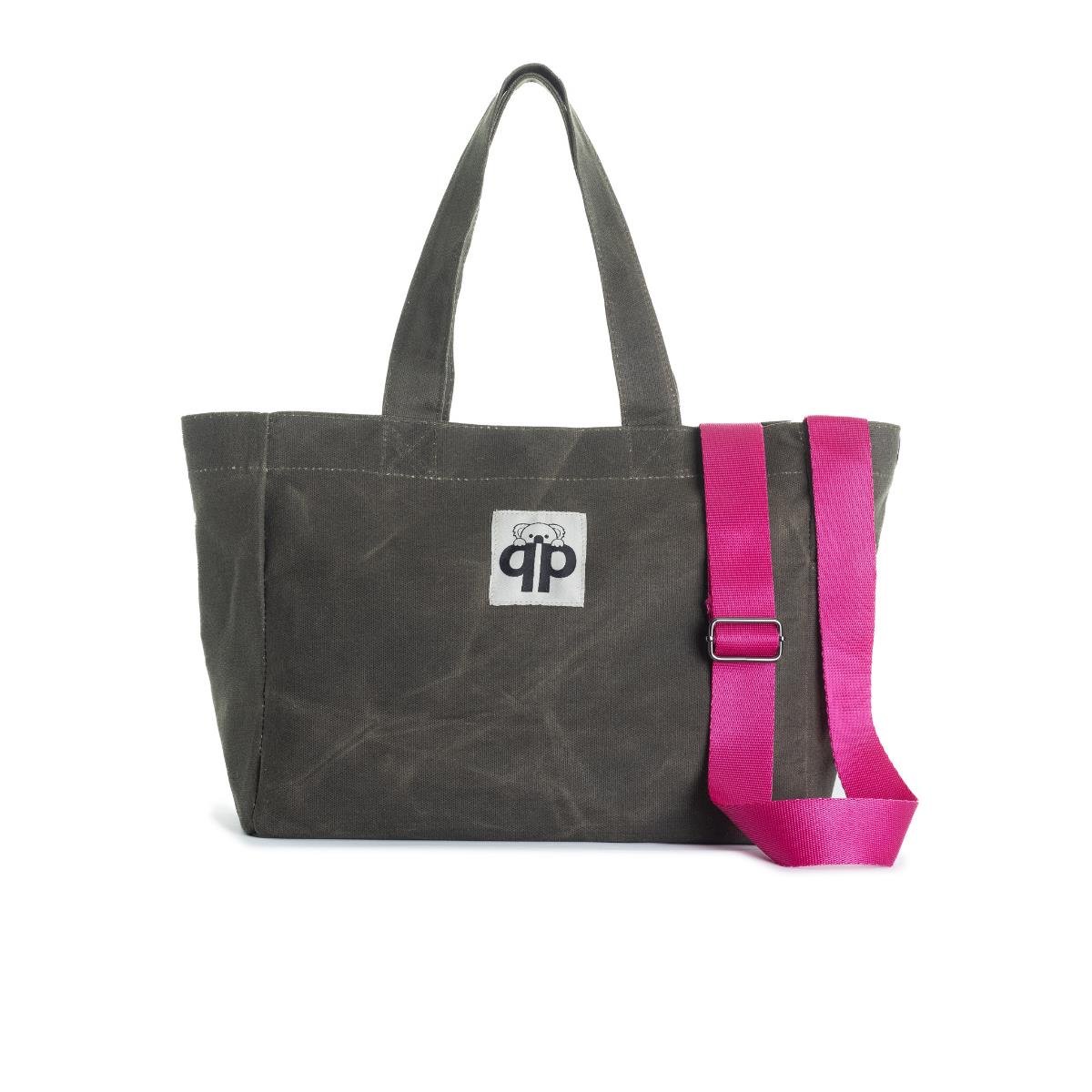 qp Ronda Tote Bag Kadın Haki Mumlu Kanvas El ve Omuz Çantası QP1002-04