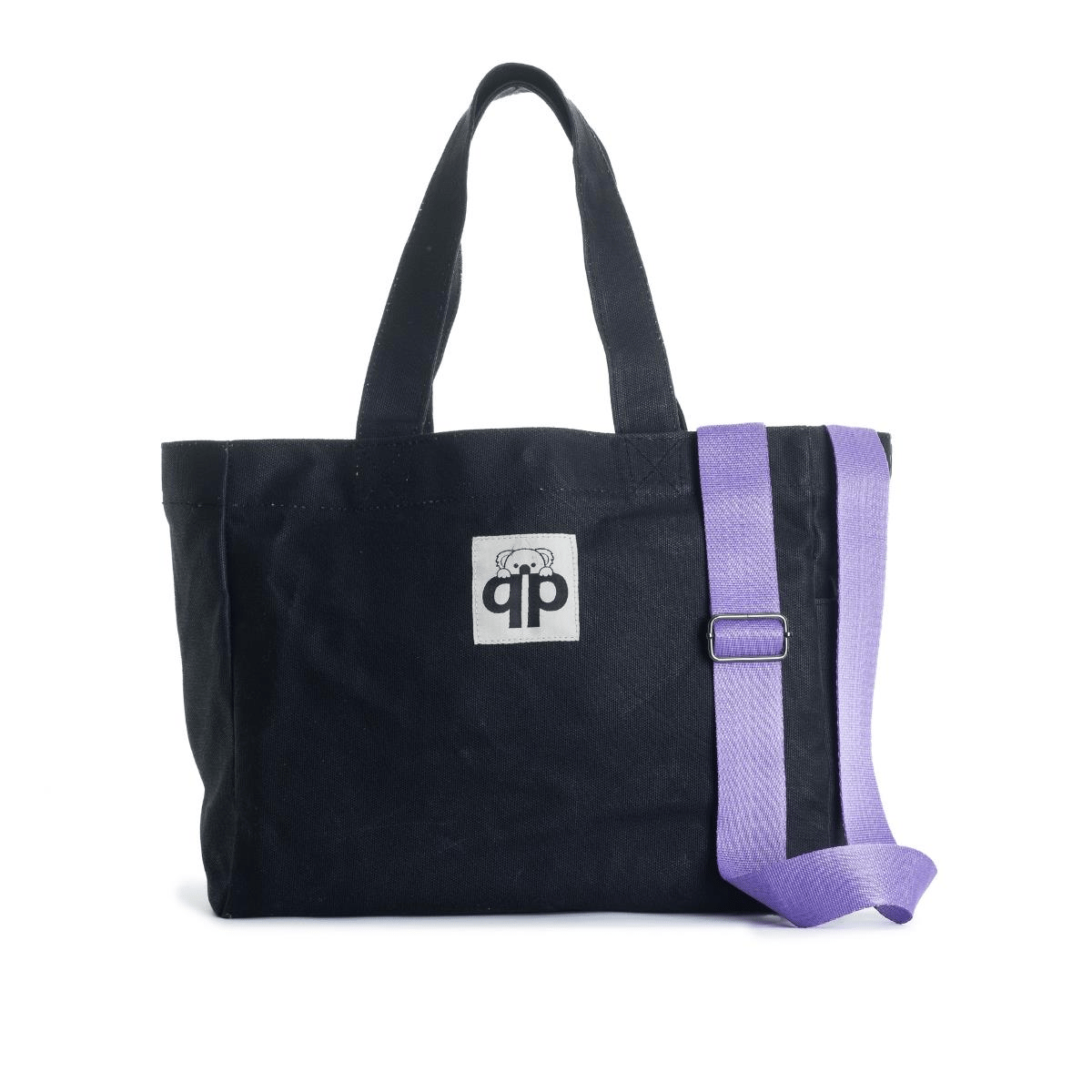 qp Ronda Tote Bag Kadın Siyah Mumlu Kanvas El ve Omuz Çantası QP1002-01