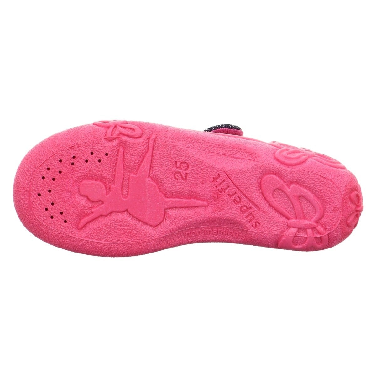 Superfit Belinda Kız Çocuk Ev Kreş Ayakkabısı Çiçek Desenli - Lacivert Pembe 800288-8100