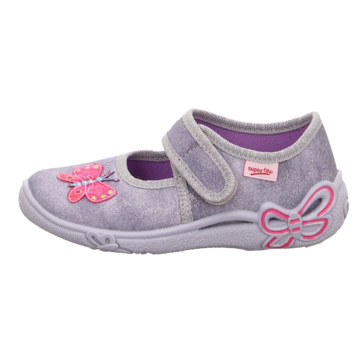 Superfit Belinda Kız Çocuk Ev Kreş Ayakkabısı Kelebek Desenli - Gri 800288-0600