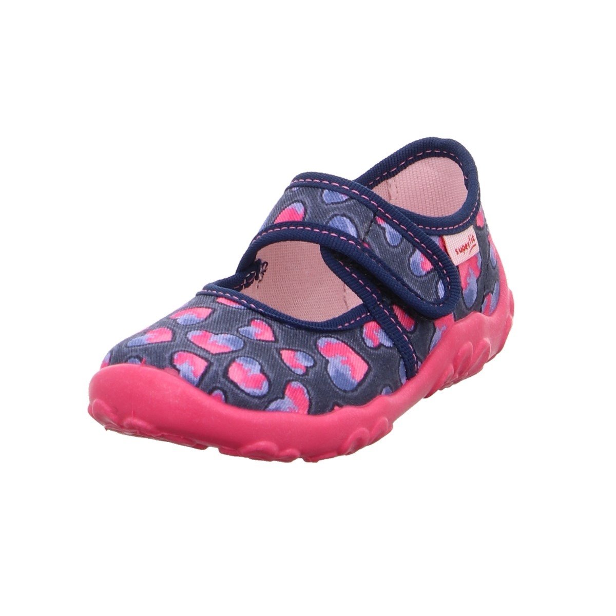 Superfit Bonny Kız Çocuk Ev Kreş Ayakkabısı - Lacivert Pembe Kalpli 800283-8800