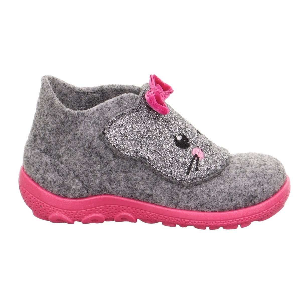 Superfit Happy Octi Kız Çocuk Gri Pembe Keçe Panduf Kedi 006295-2500