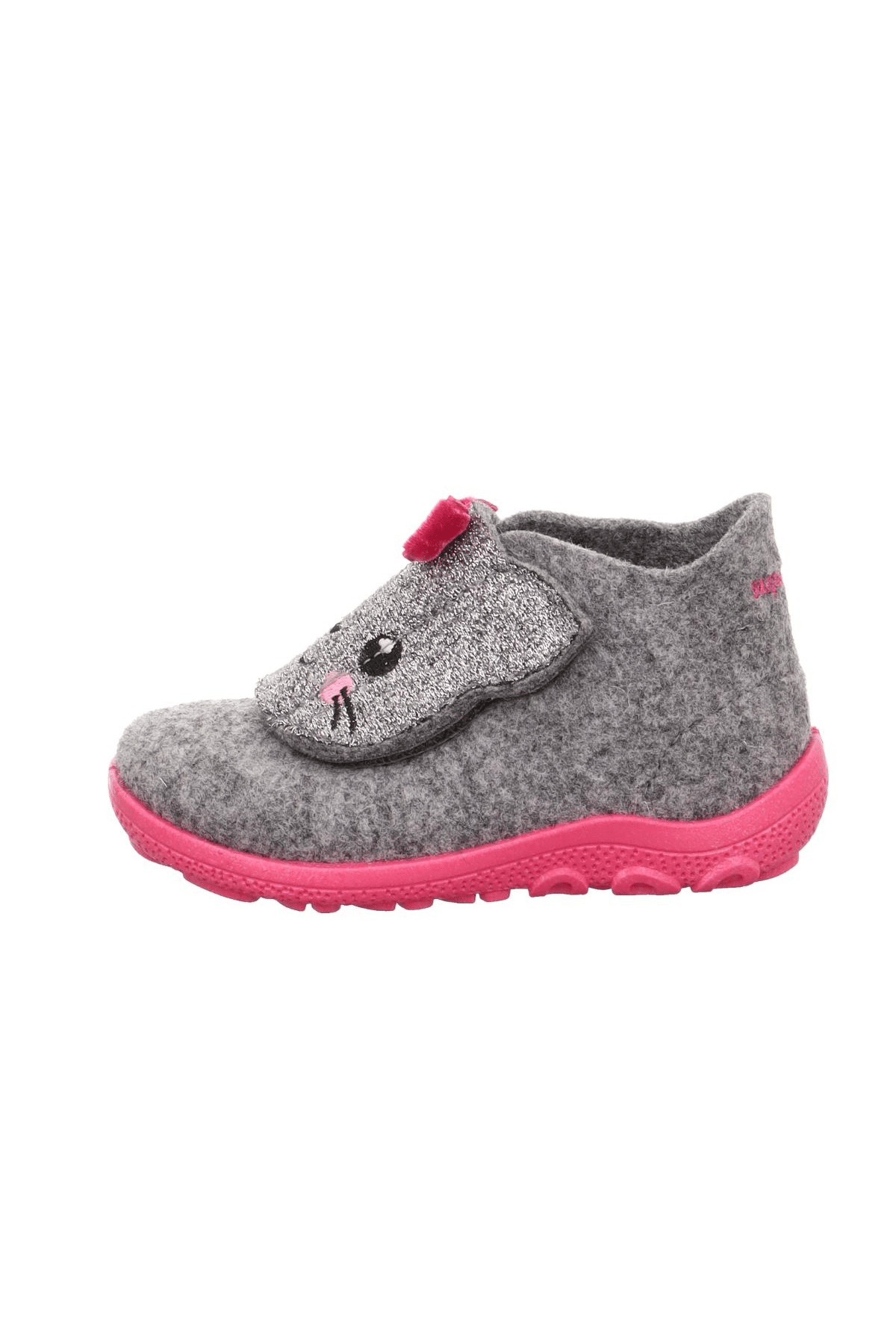 Superfit Happy Octi Kız Çocuk Gri Pembe Keçe Panduf Kedi 006295-2500