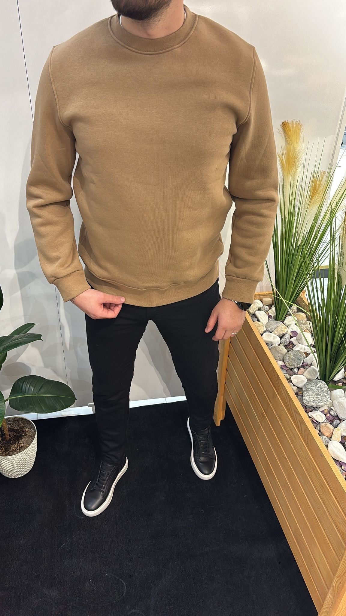 AÇIK KAHVERENGİ BASKISIZ SWEATSHIRT 