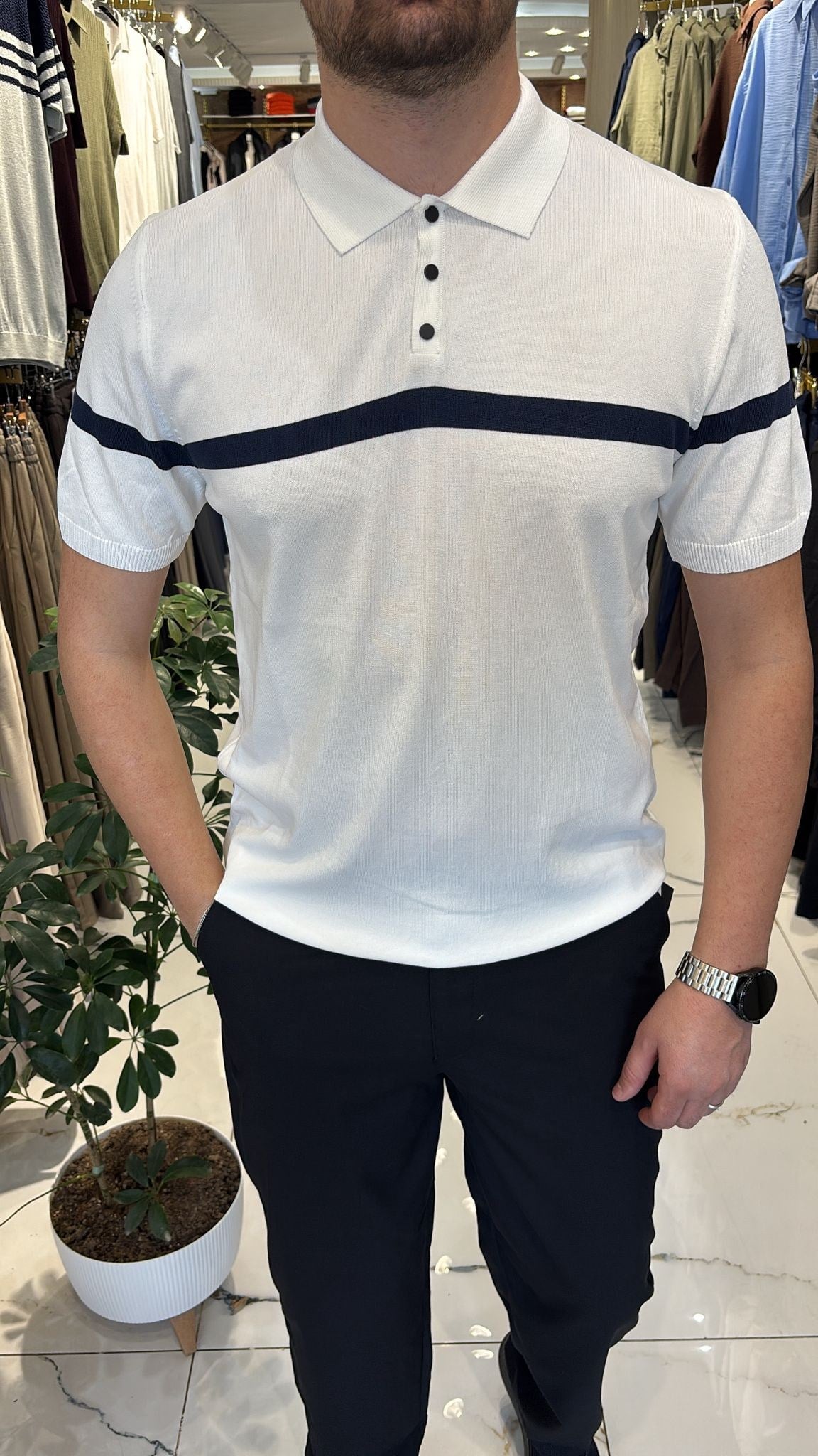 CAZADOR YAKALI BEYAZ T-SHIRT