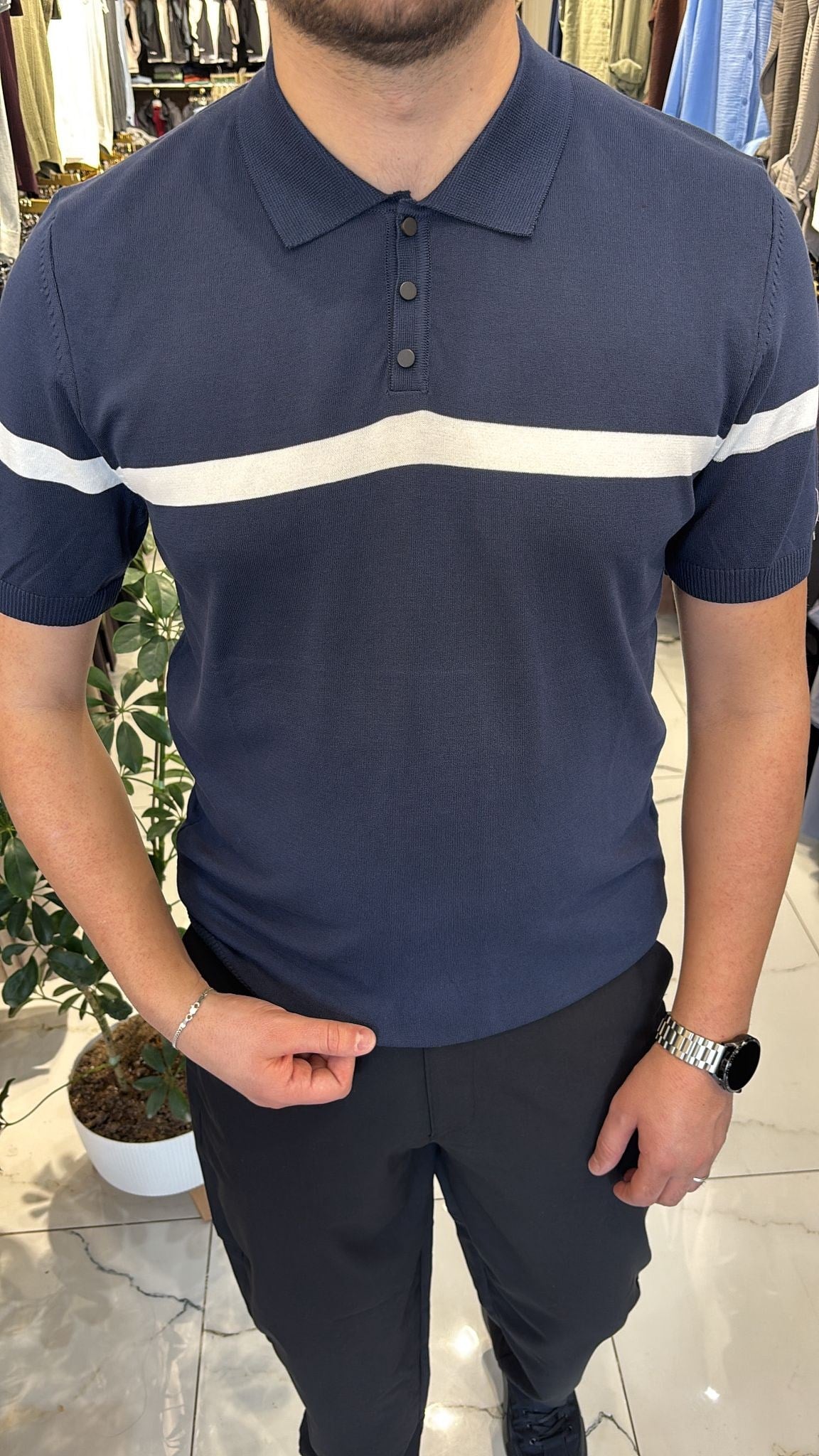 CAZADOR YAKALI LACİVERT T-SHIRT