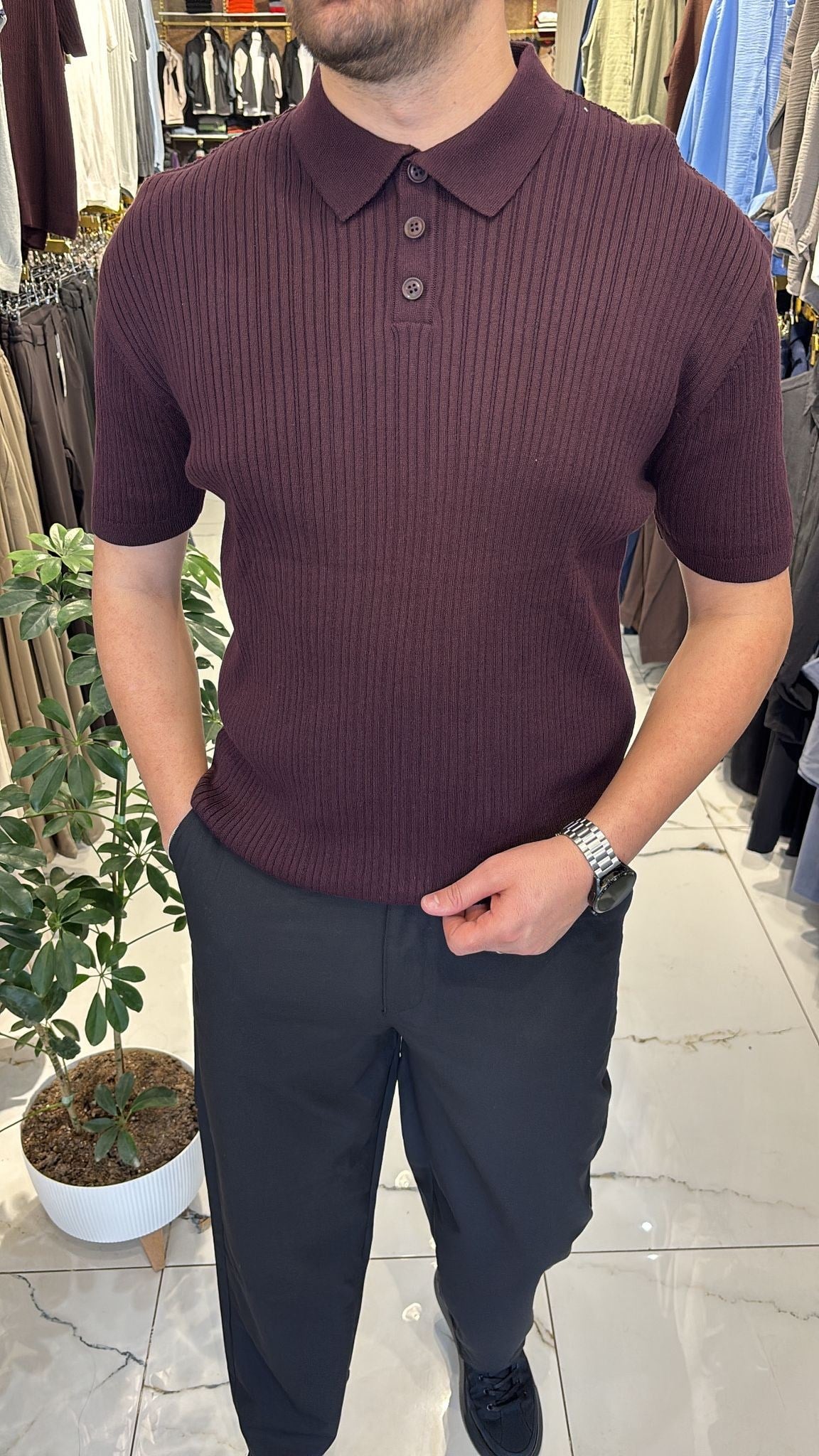 YAKALI MÜRDÜM TRİKO T-SHIRT
