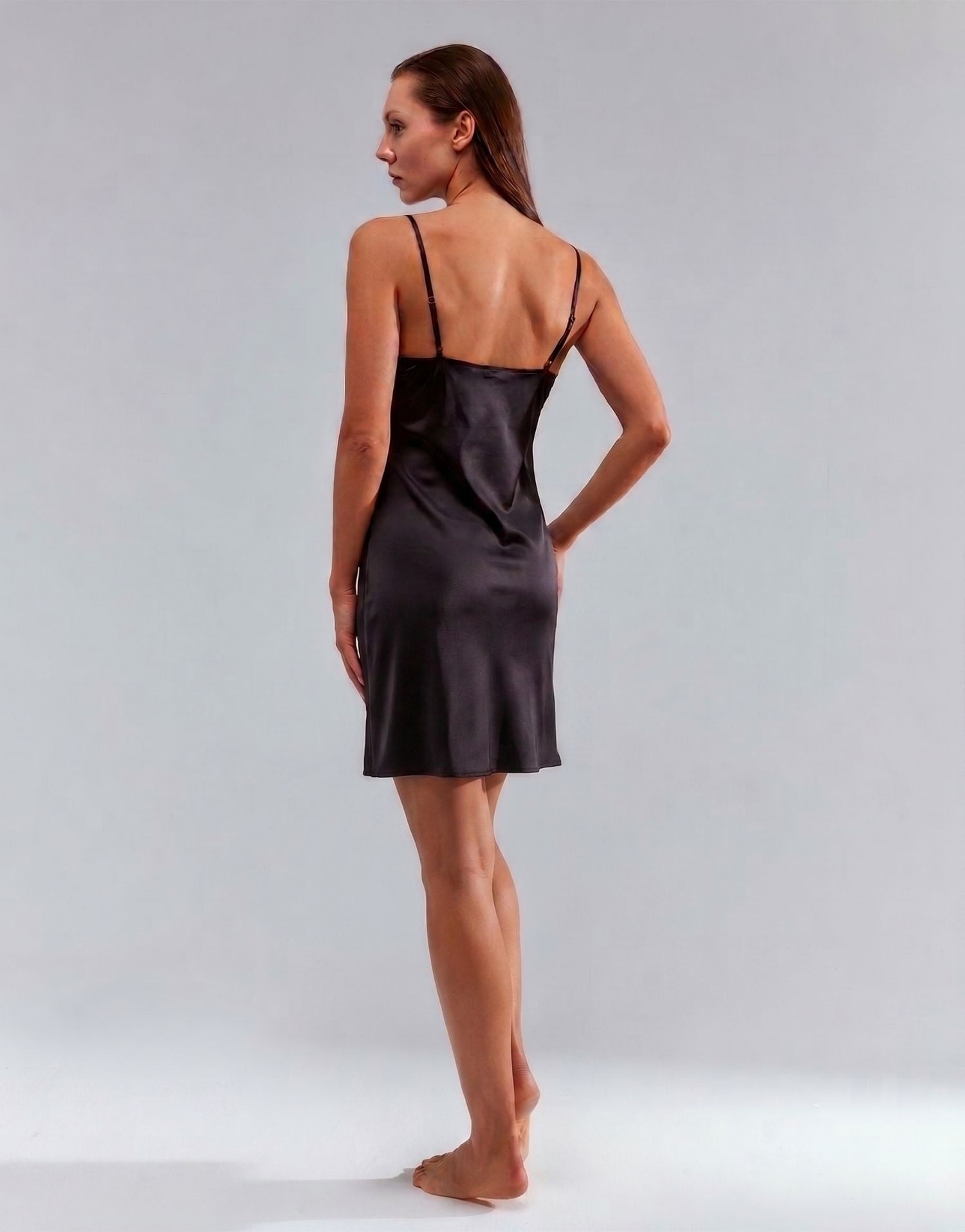 Reagan Siyah Saten Gecelik
