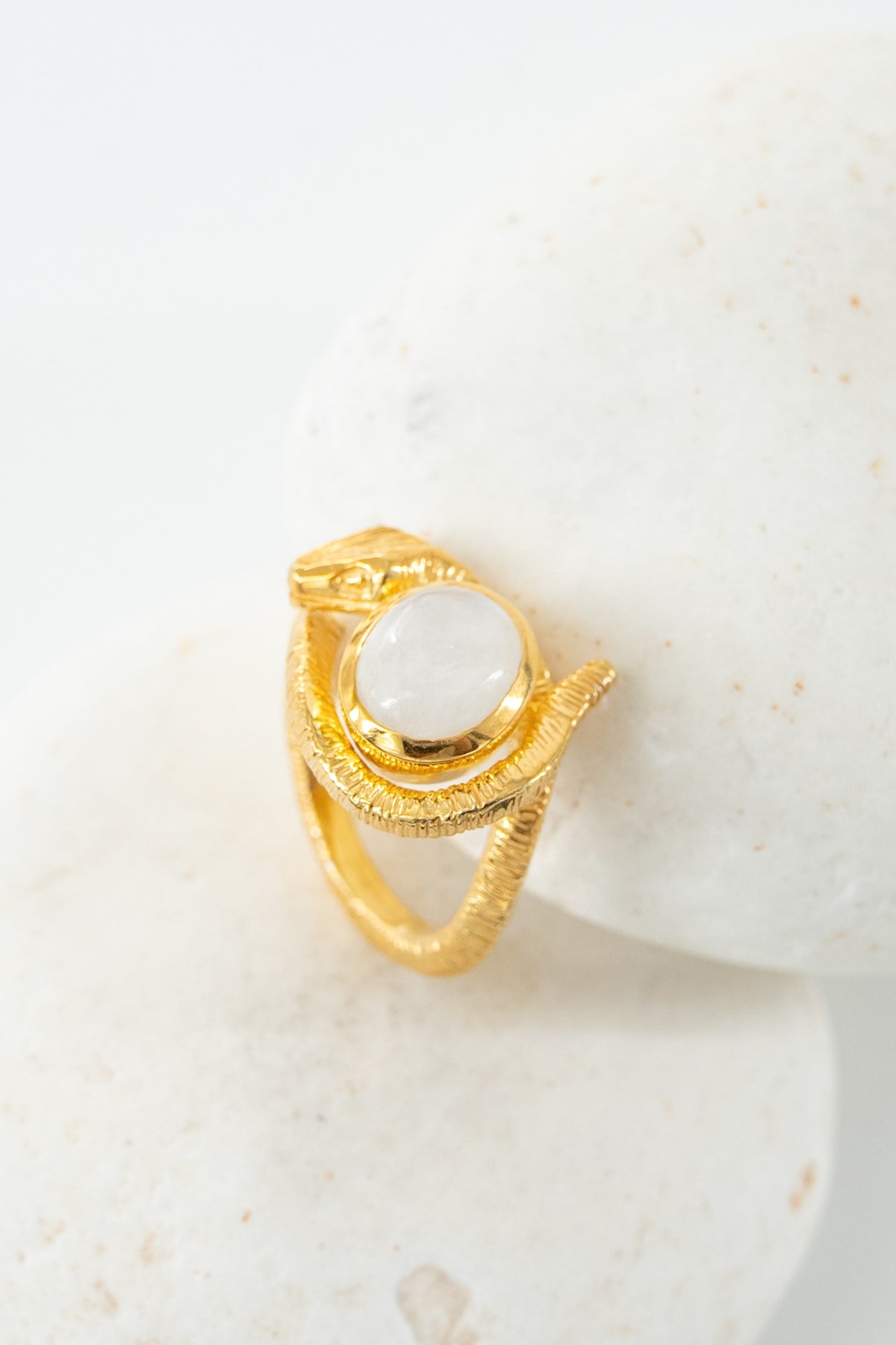 Pietra di Luna con Pietra Argento Anello