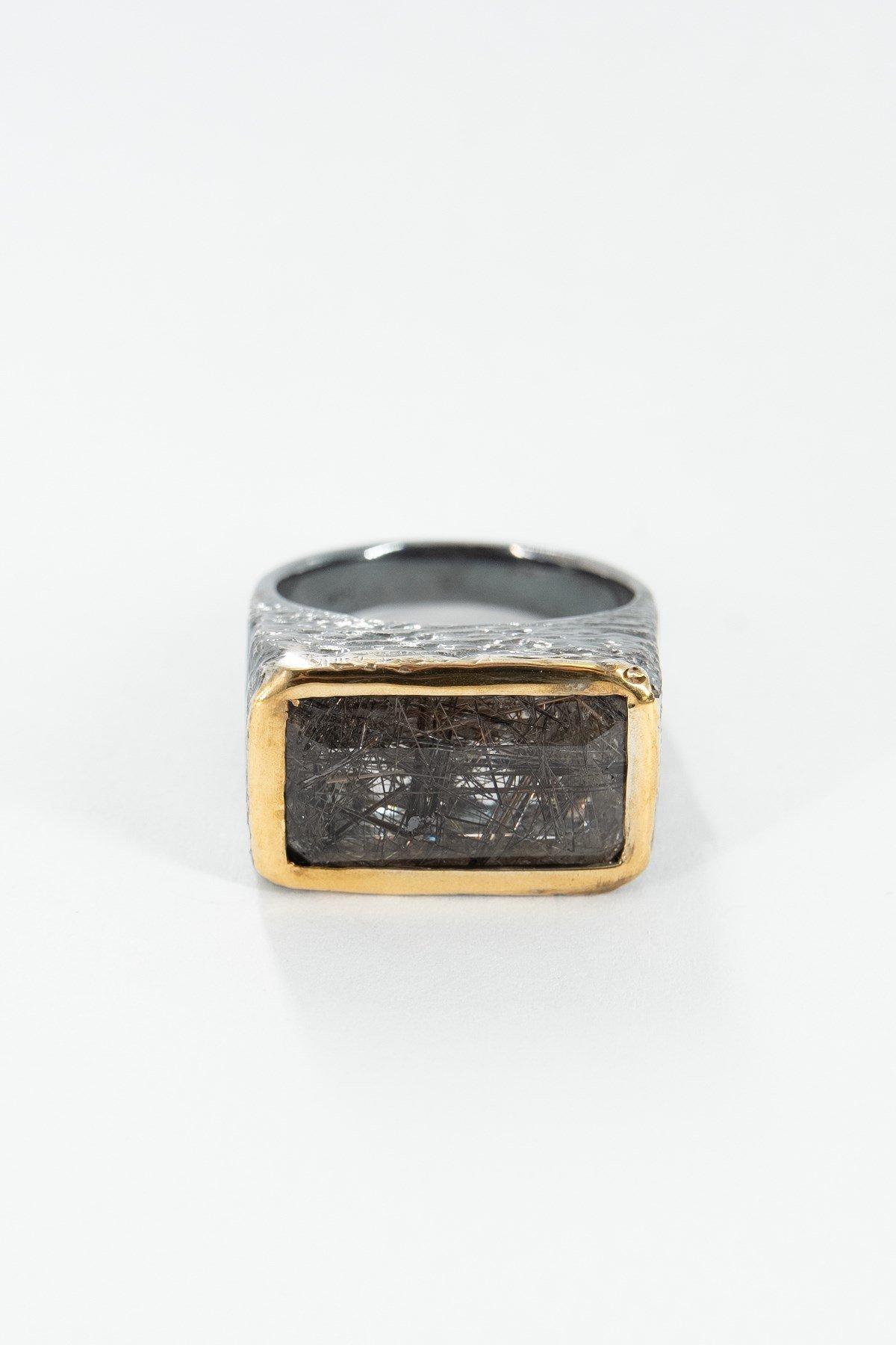 Black Rol Rutil Quartz Gümüş Yüzük