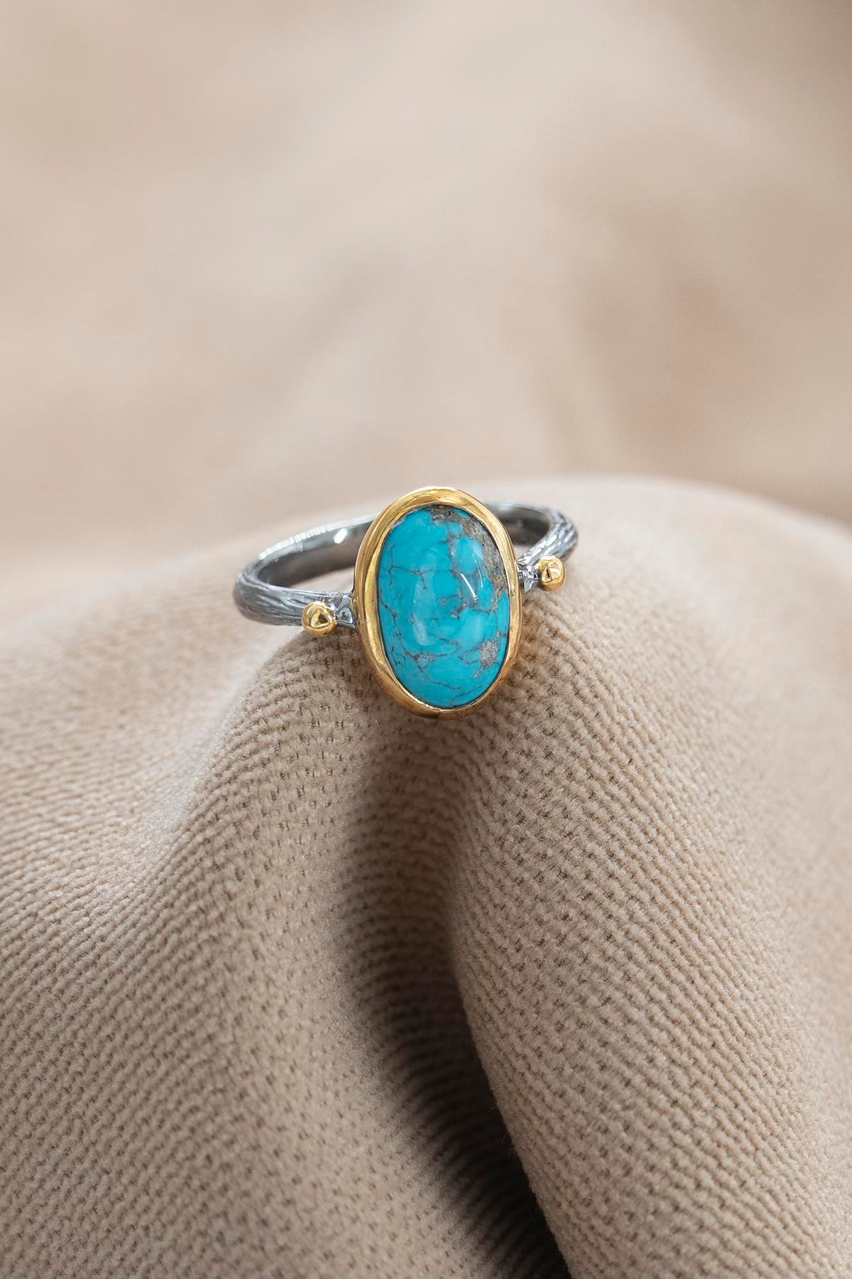 Turchese con Pietra Argento Anello