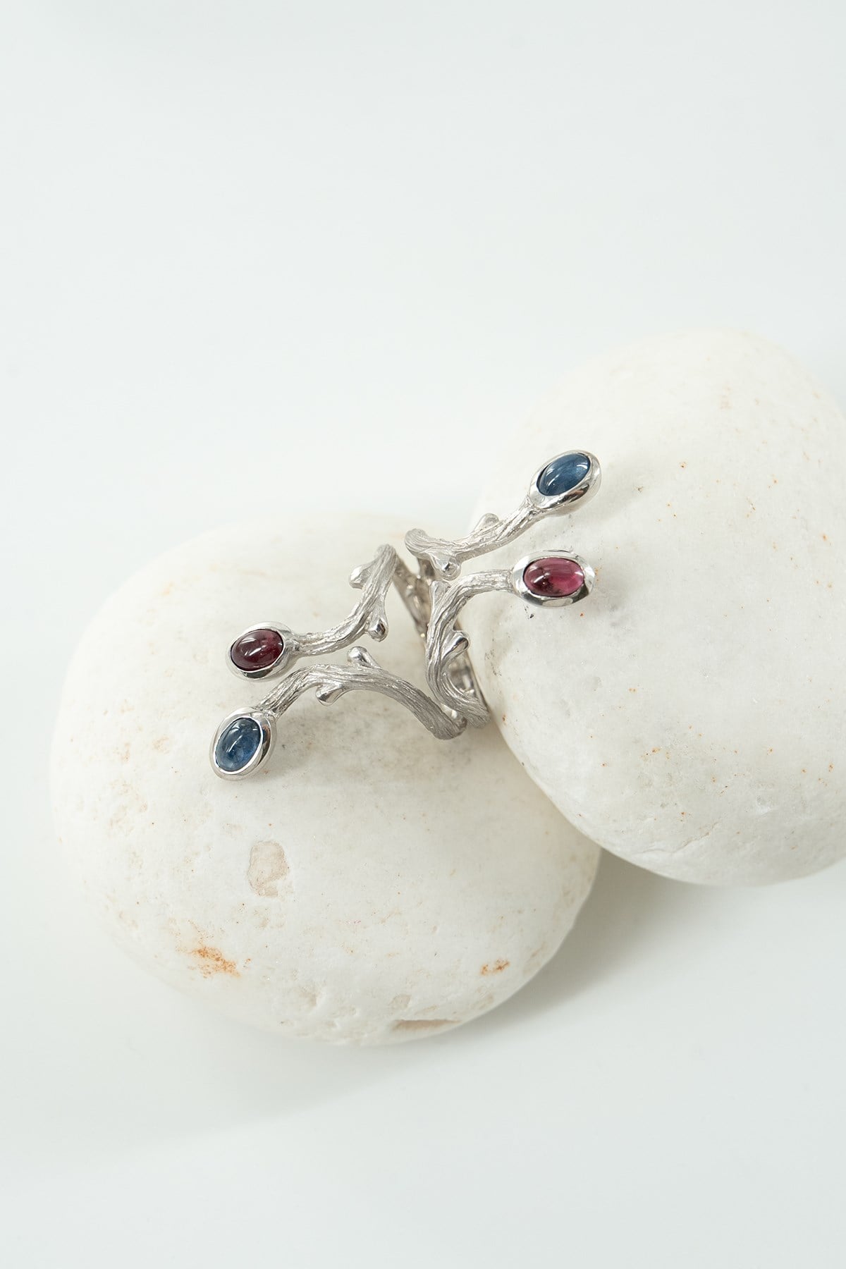 Garnet & Safir Taşlı Gümüş Yüzük