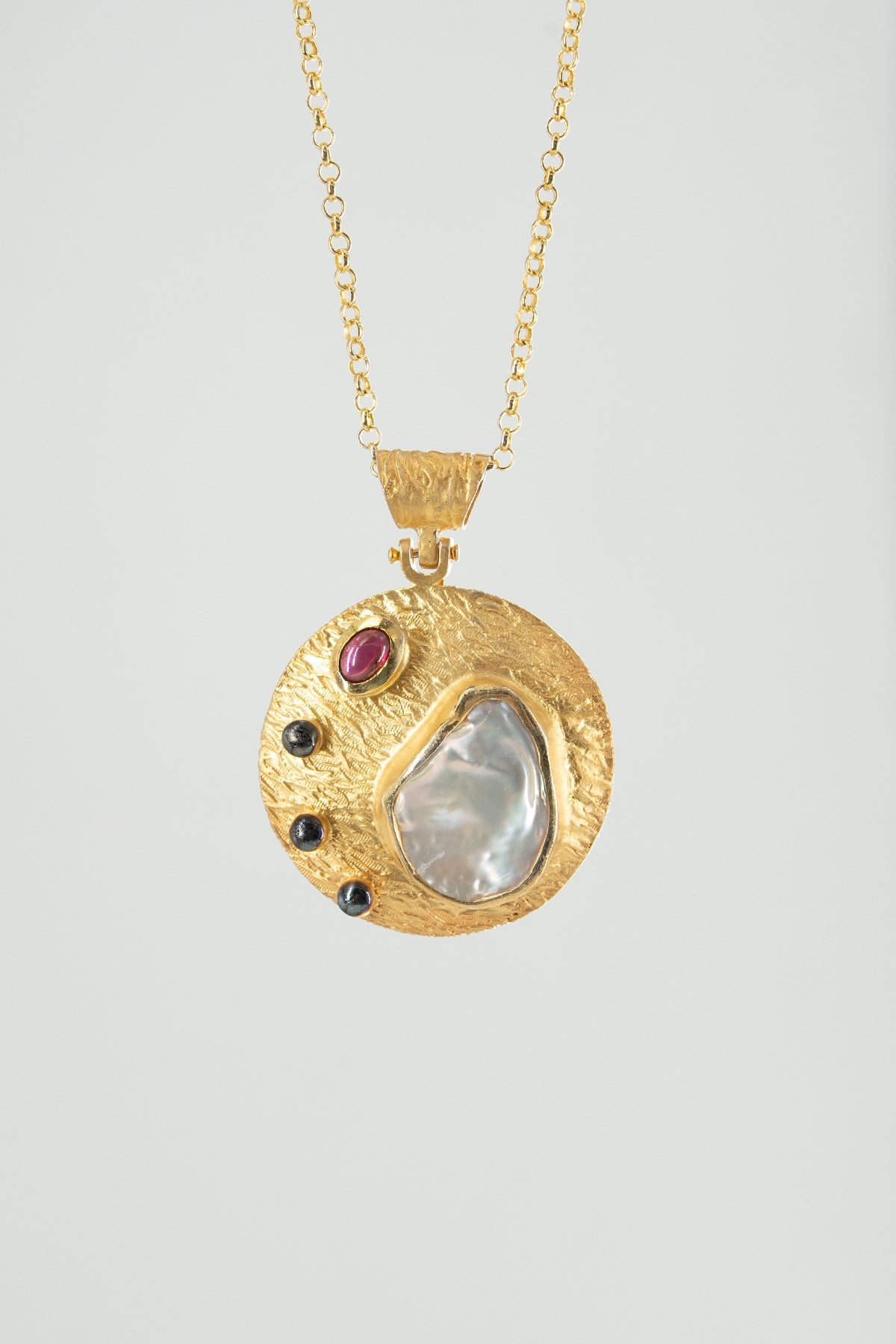 Garnet Taşlı Gümüş Kolye