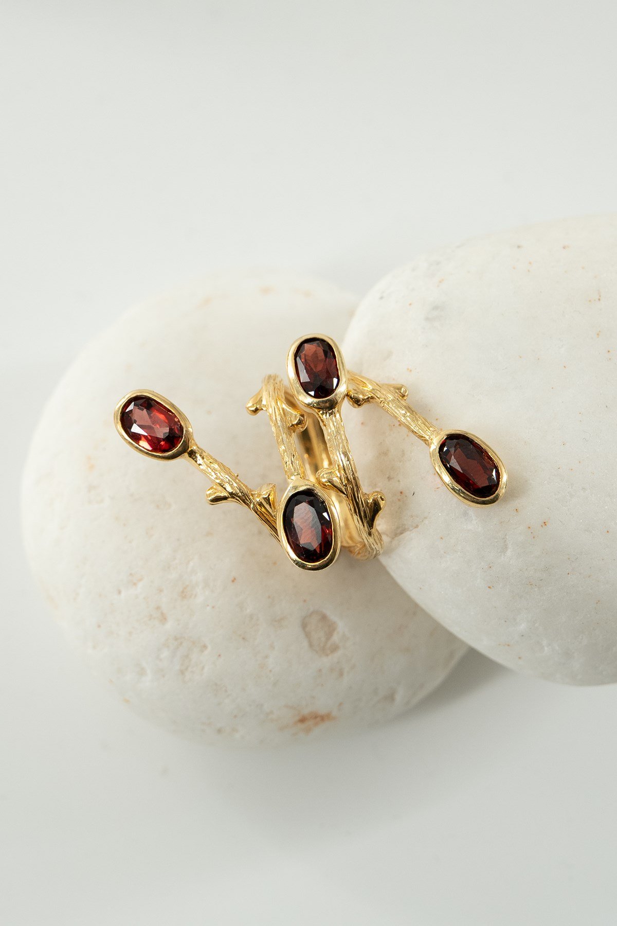 Garnet Taşlı Gümüş Yüzük