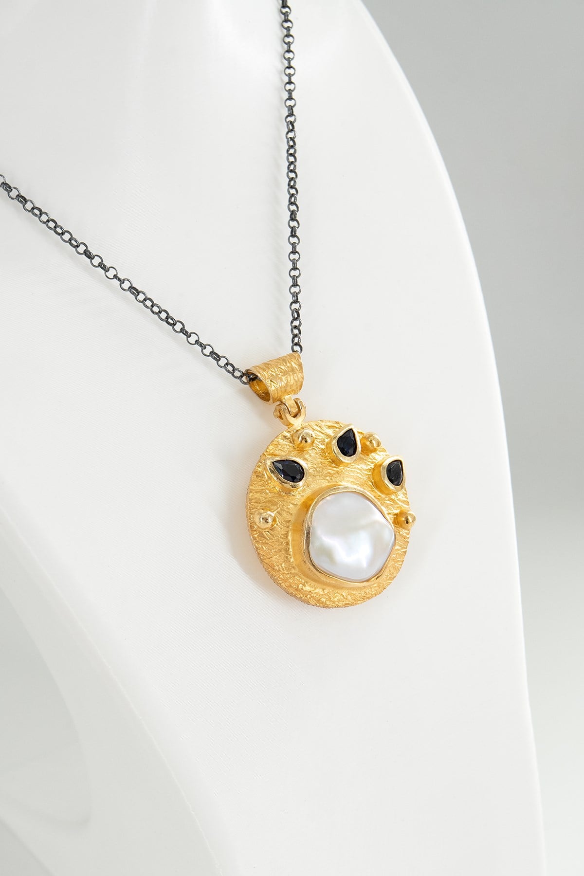 Perla & Zaffiro Argento Collana