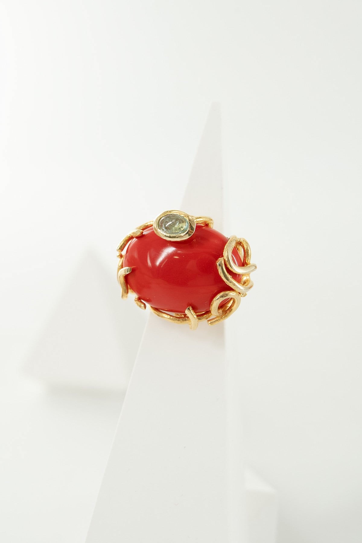 Corallo Lab con Pietra Argento Anello
