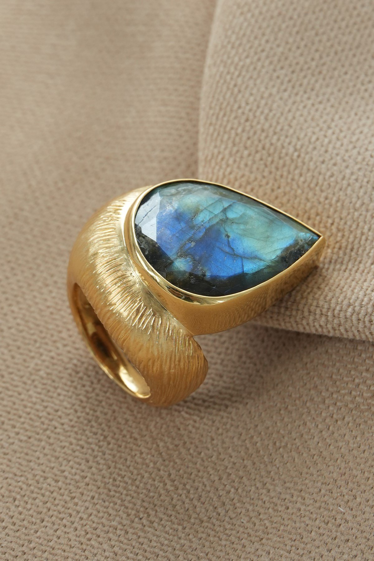 Labradorite con Pietra Argento Anello