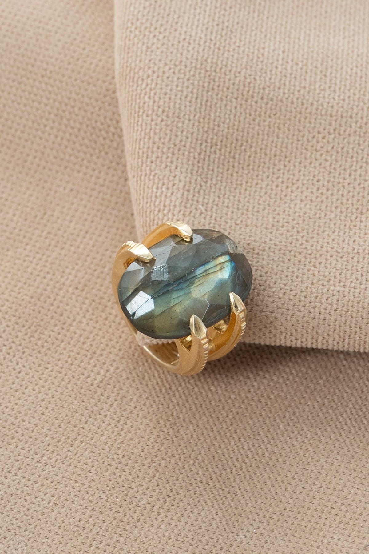Labradorite con Pietra Argento Anello