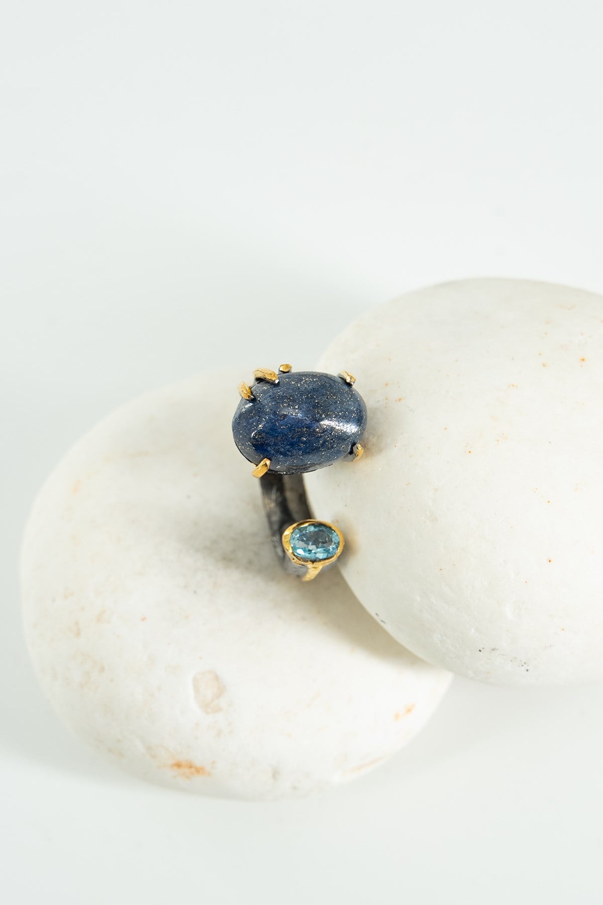 Lapislazzuli & Acquamarina Argento con Pietra Anello