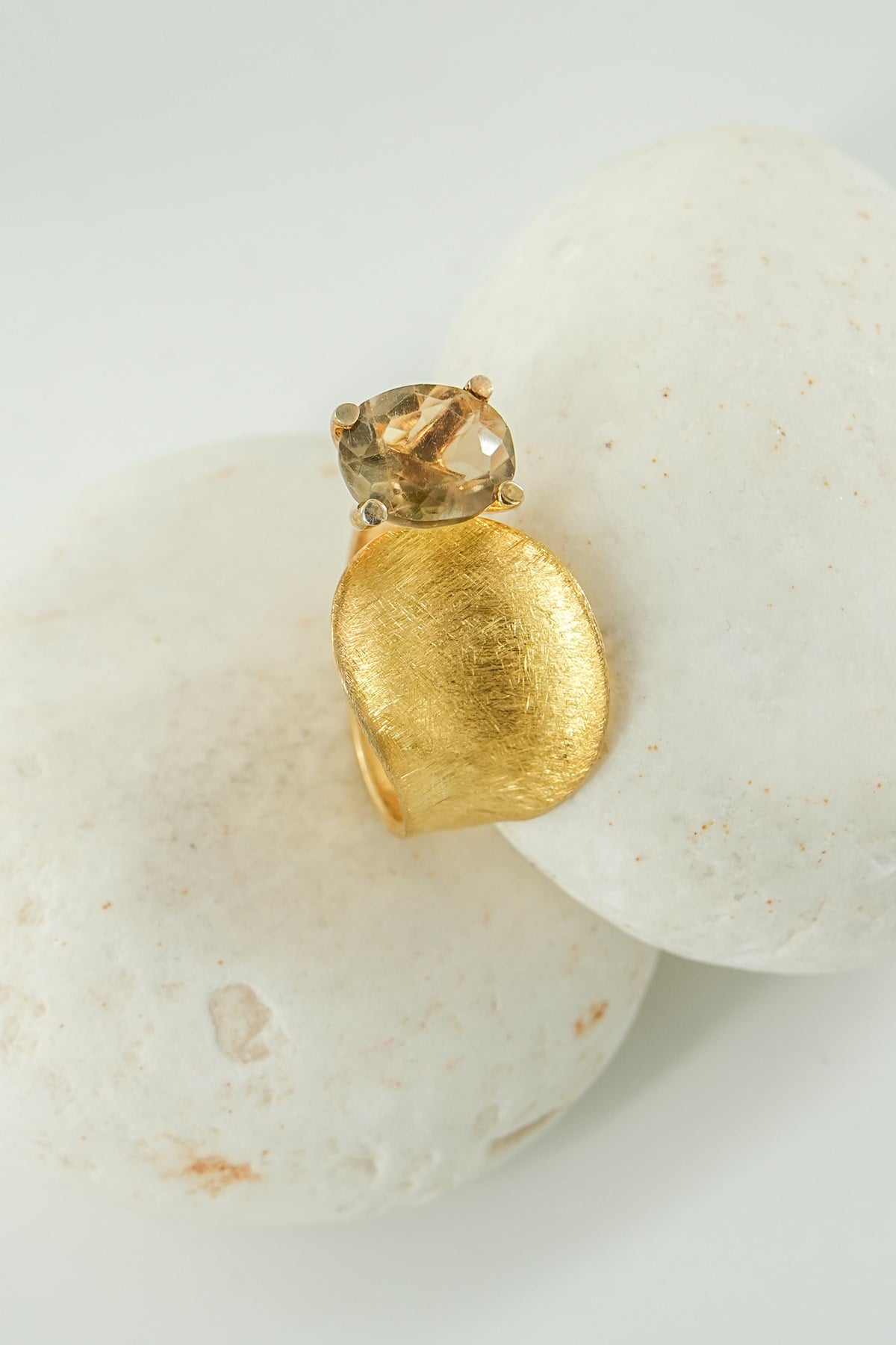 Quarzo Lime con Pietra Argento Anello