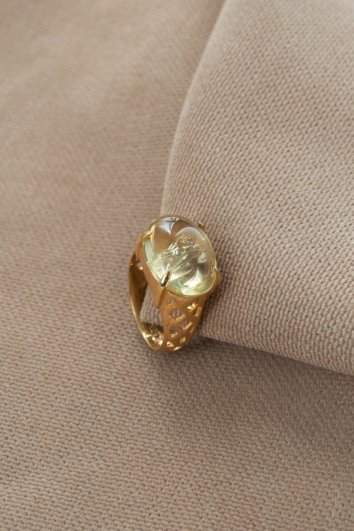 Quarzo Lime con Pietra Argento Anello