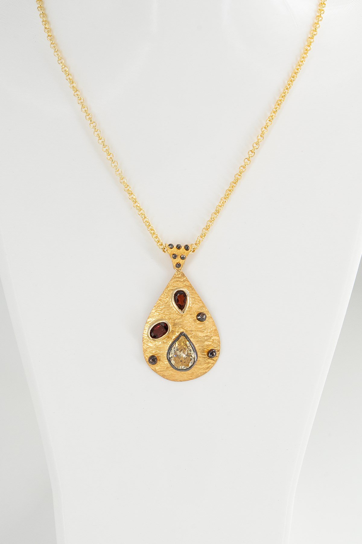 Diamante Messicano & Granato Argento Collana