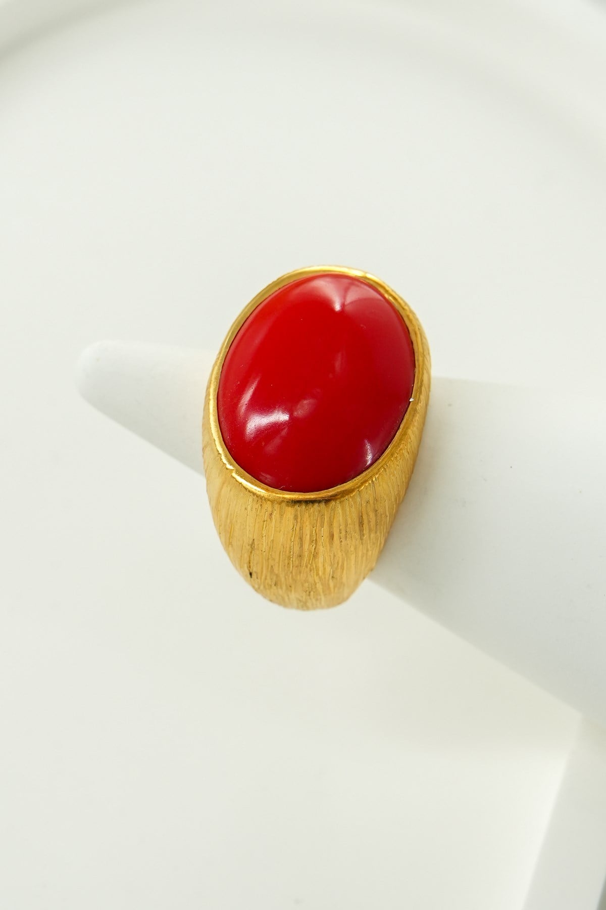 Corallo con Pietra Argento Anello