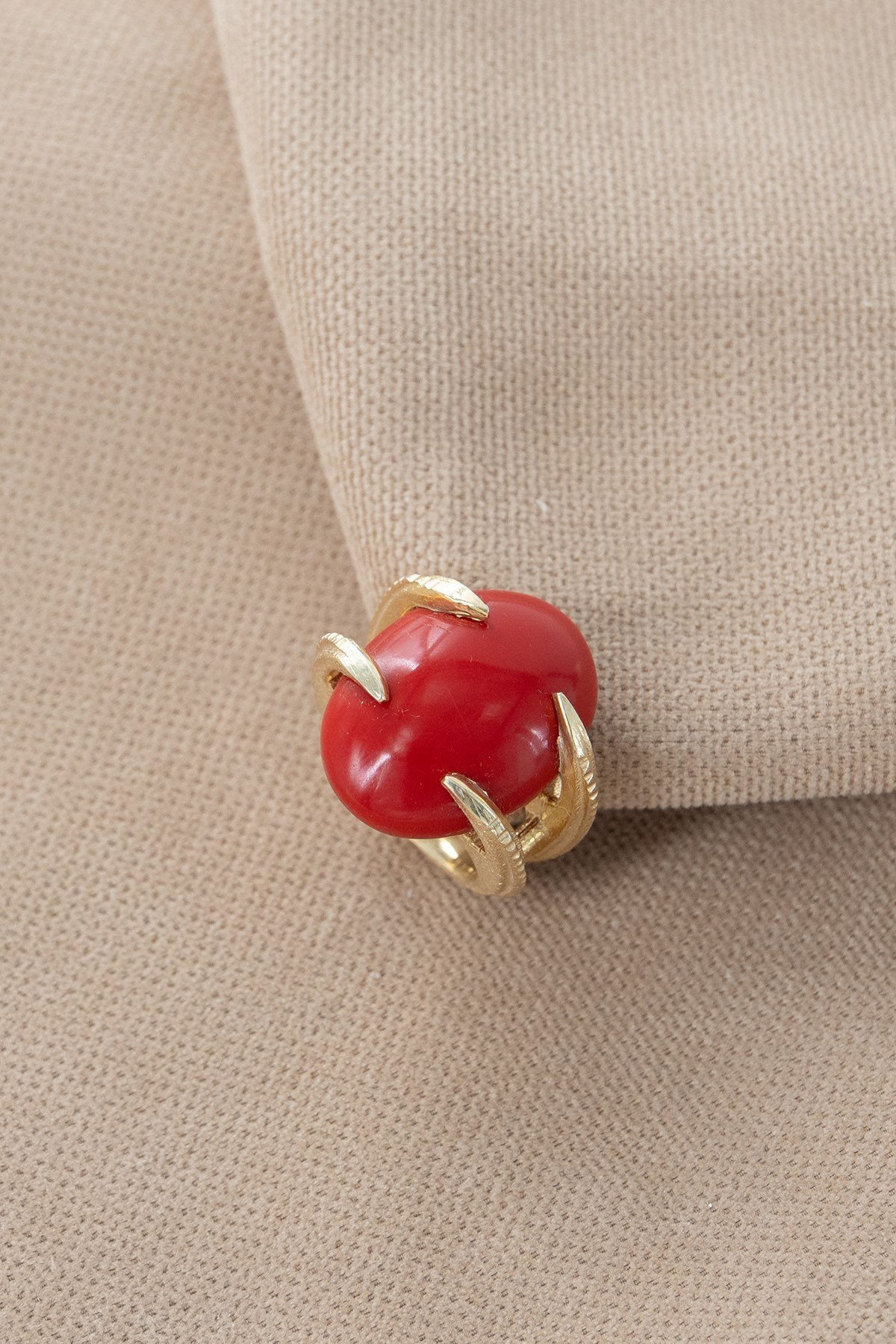 Corallo con Pietra Argento Anello
