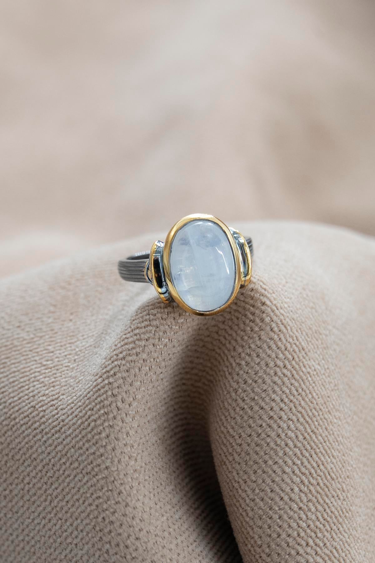 Moon Stone Taşlı Gümüş Yüzük 