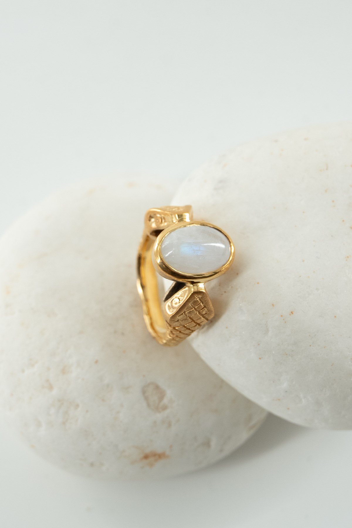 Pietra di Luna con Pietra Argento Anello
