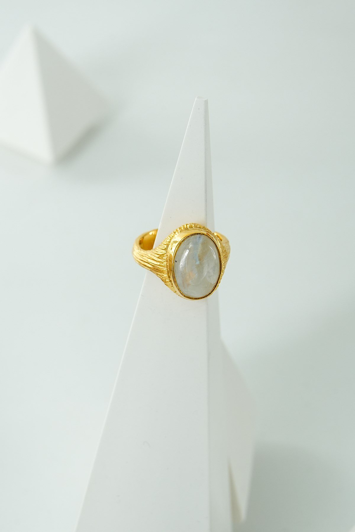 Pietra di Luna con Pietra Argento Anello 14.80 gr