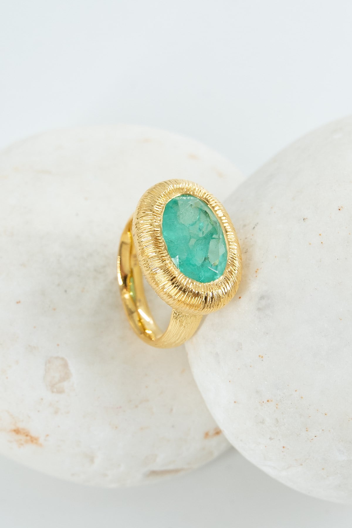Tormalina Paraiba con Pietra Oro Placcato Anello