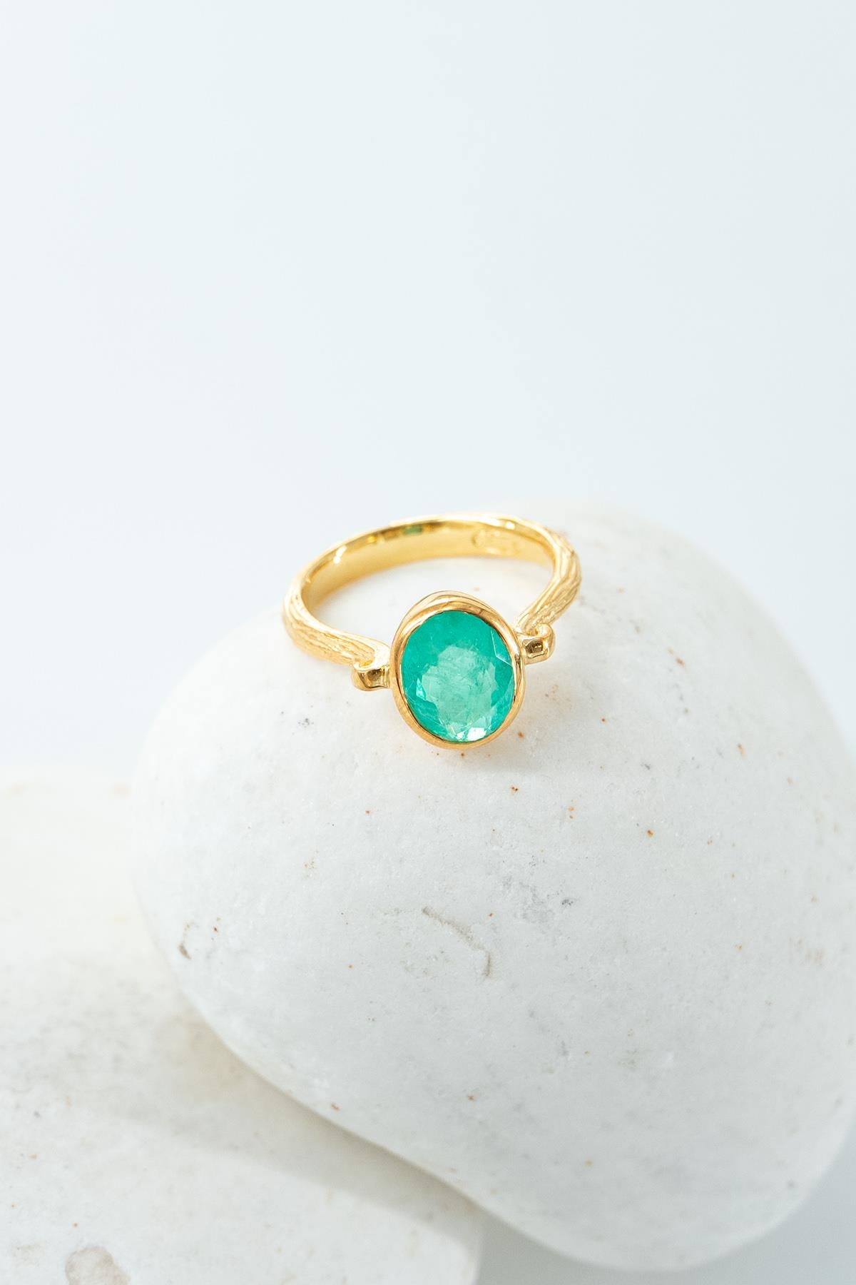 Paraiba Turmalin Taşlı Gümüş Yüzük 