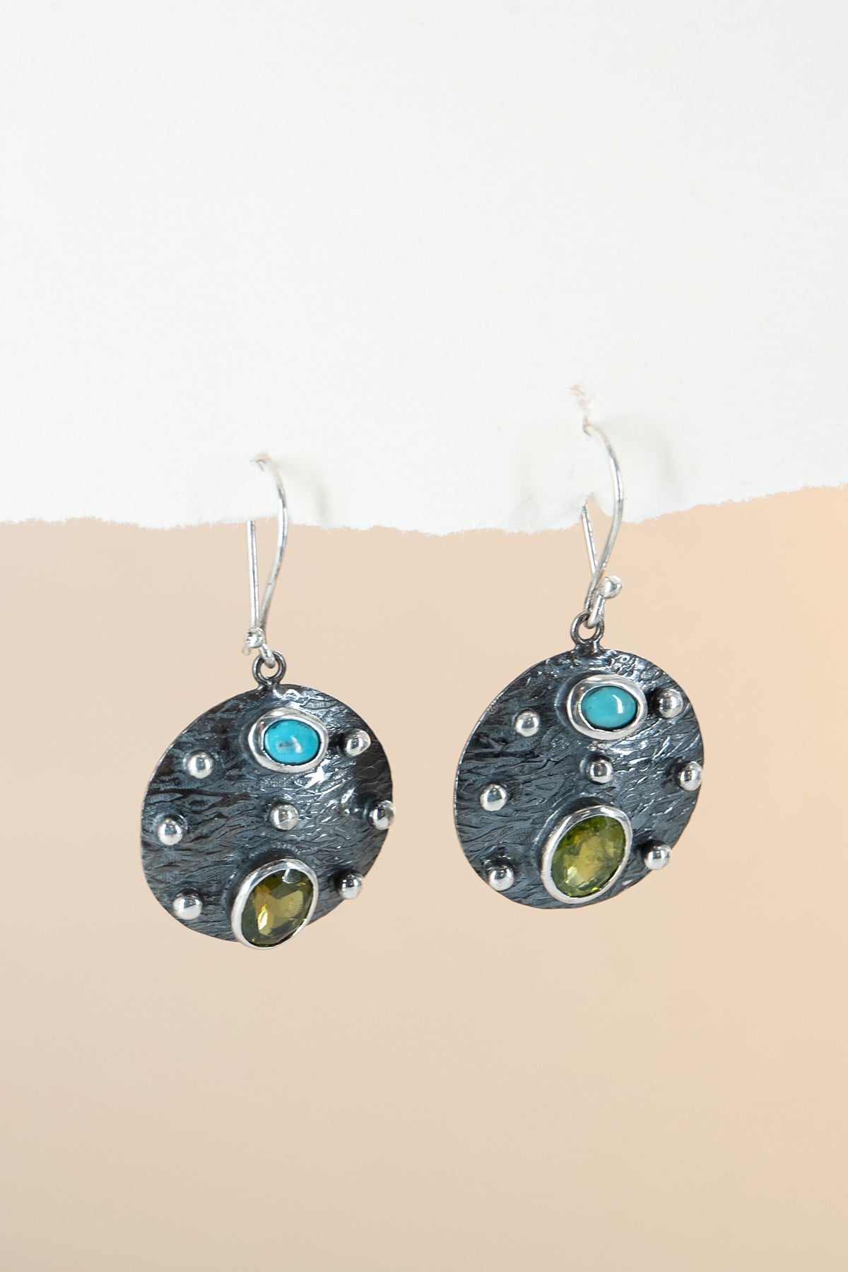 Peridot & Firuze Gümüş Küpe