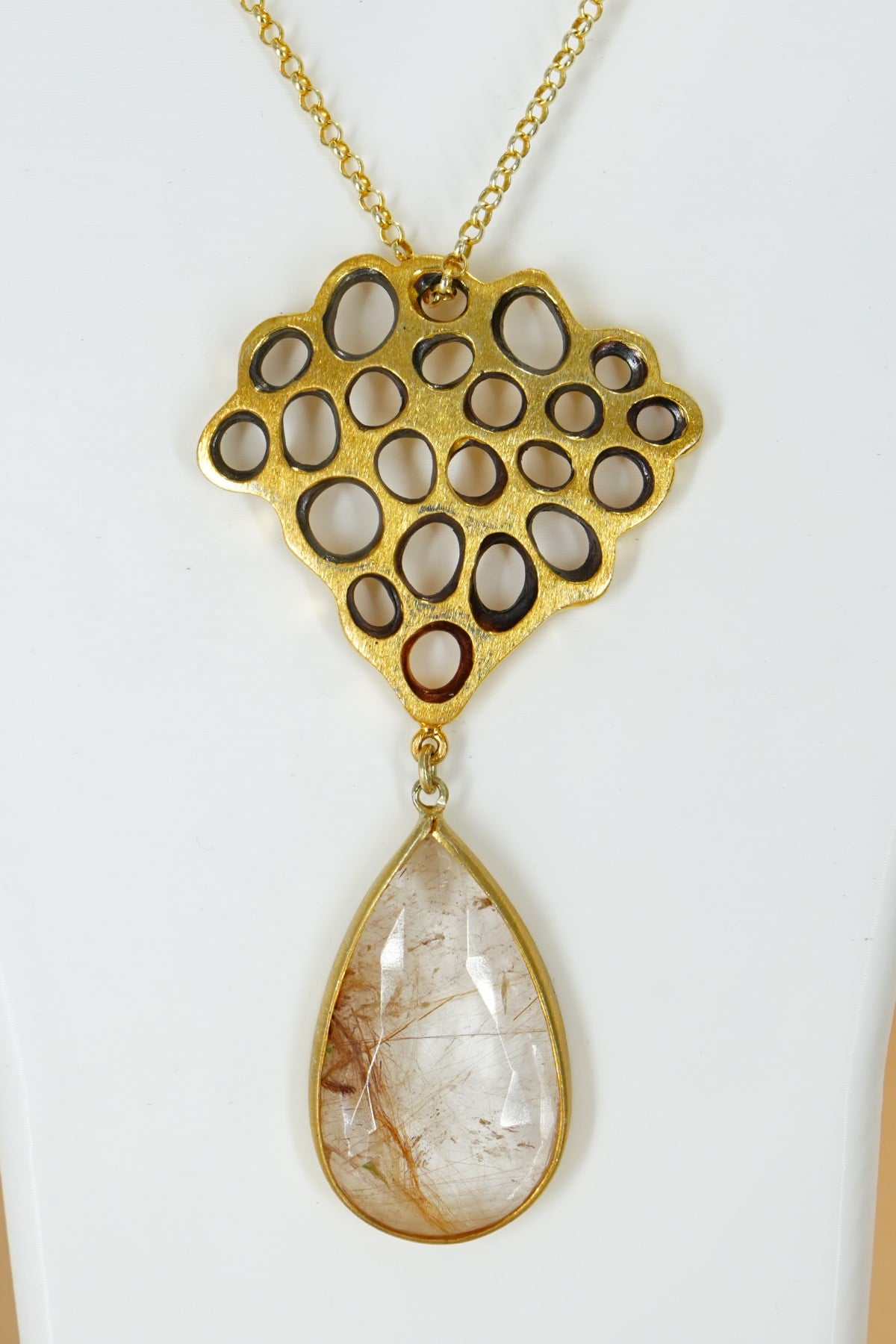 Rutil Quartz Taşlı Gümüş Kolye