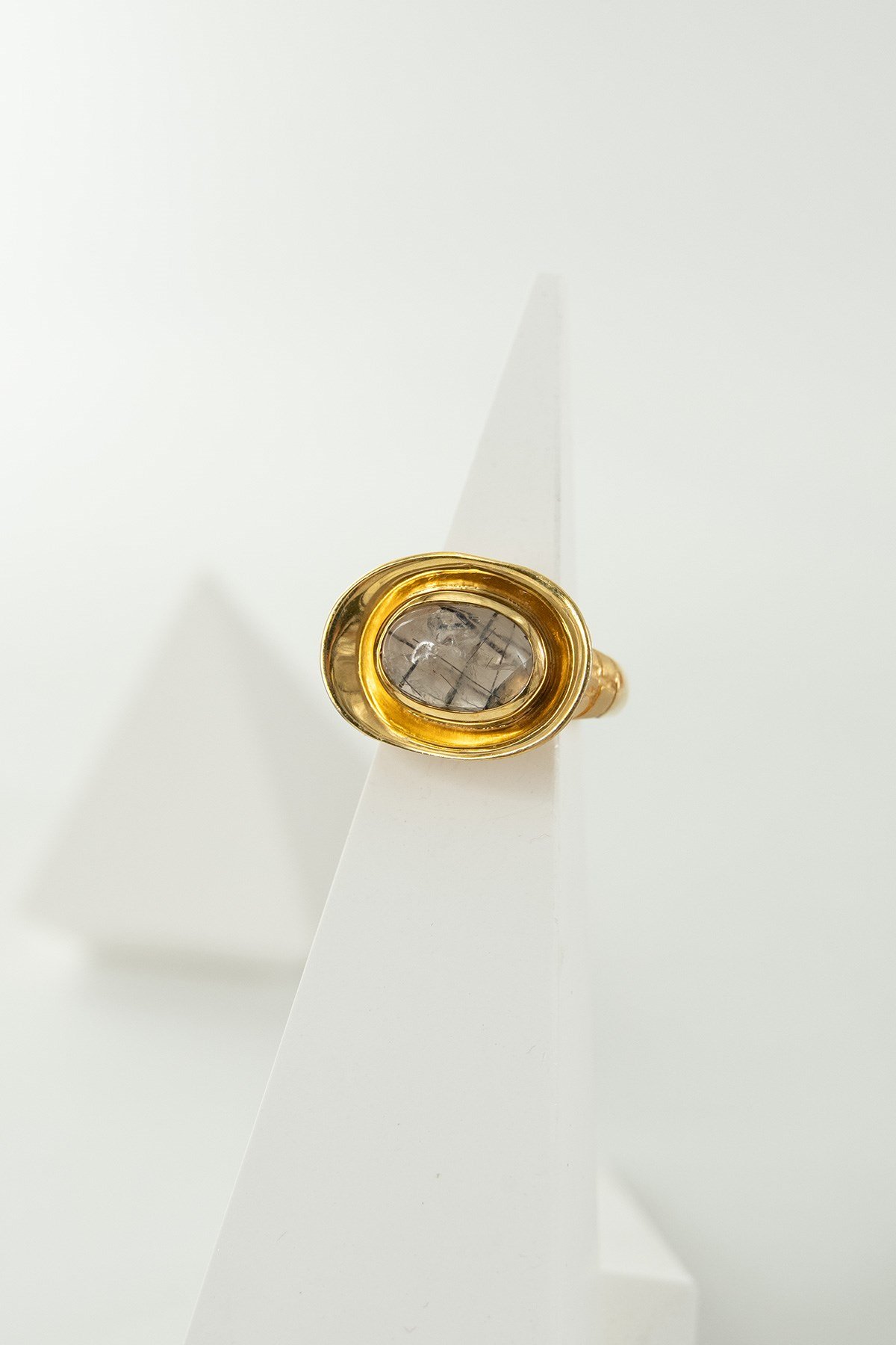 Rutilo Quarzo con Pietra Argento Anello