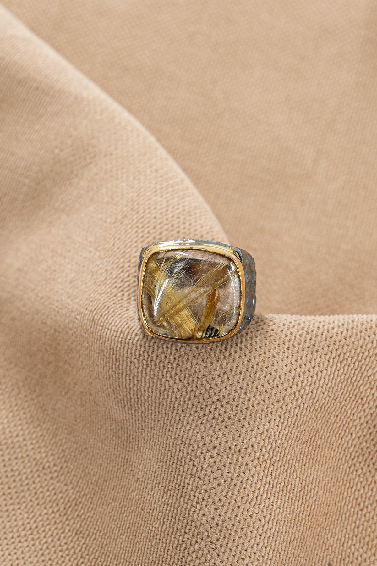 Rutil Quartz Taşlı Gümüş Yüzük