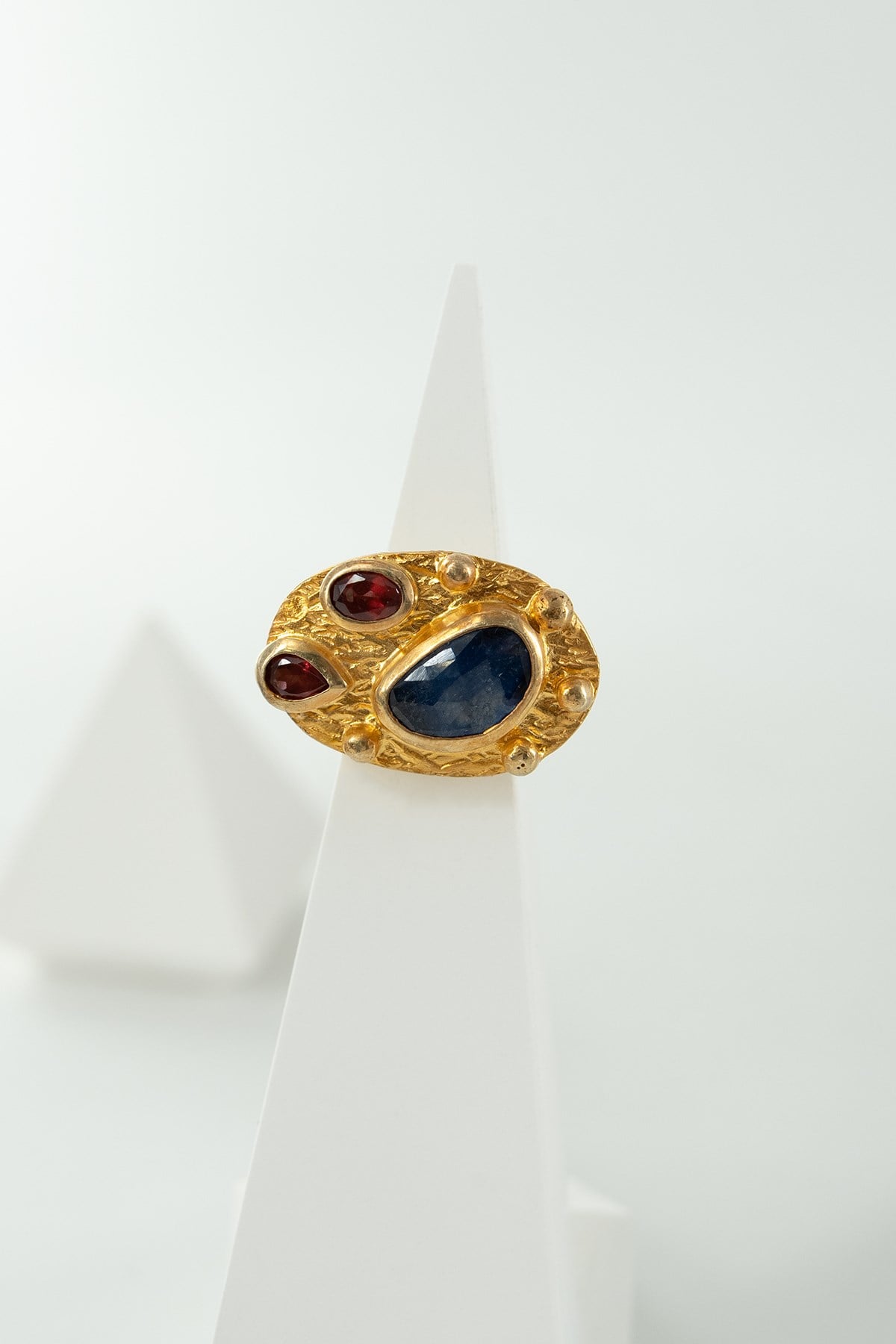 Safir & Garnet Taşlı Gümüş Yüzük