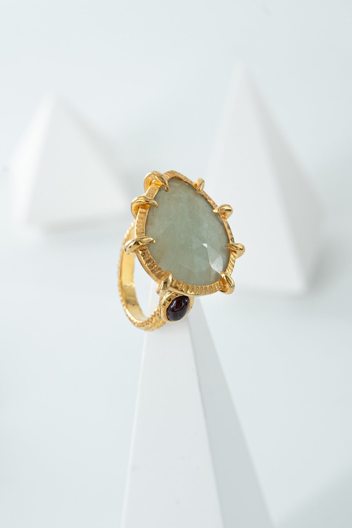 Safir & Garnet Taşlı Gümüş Yüzük