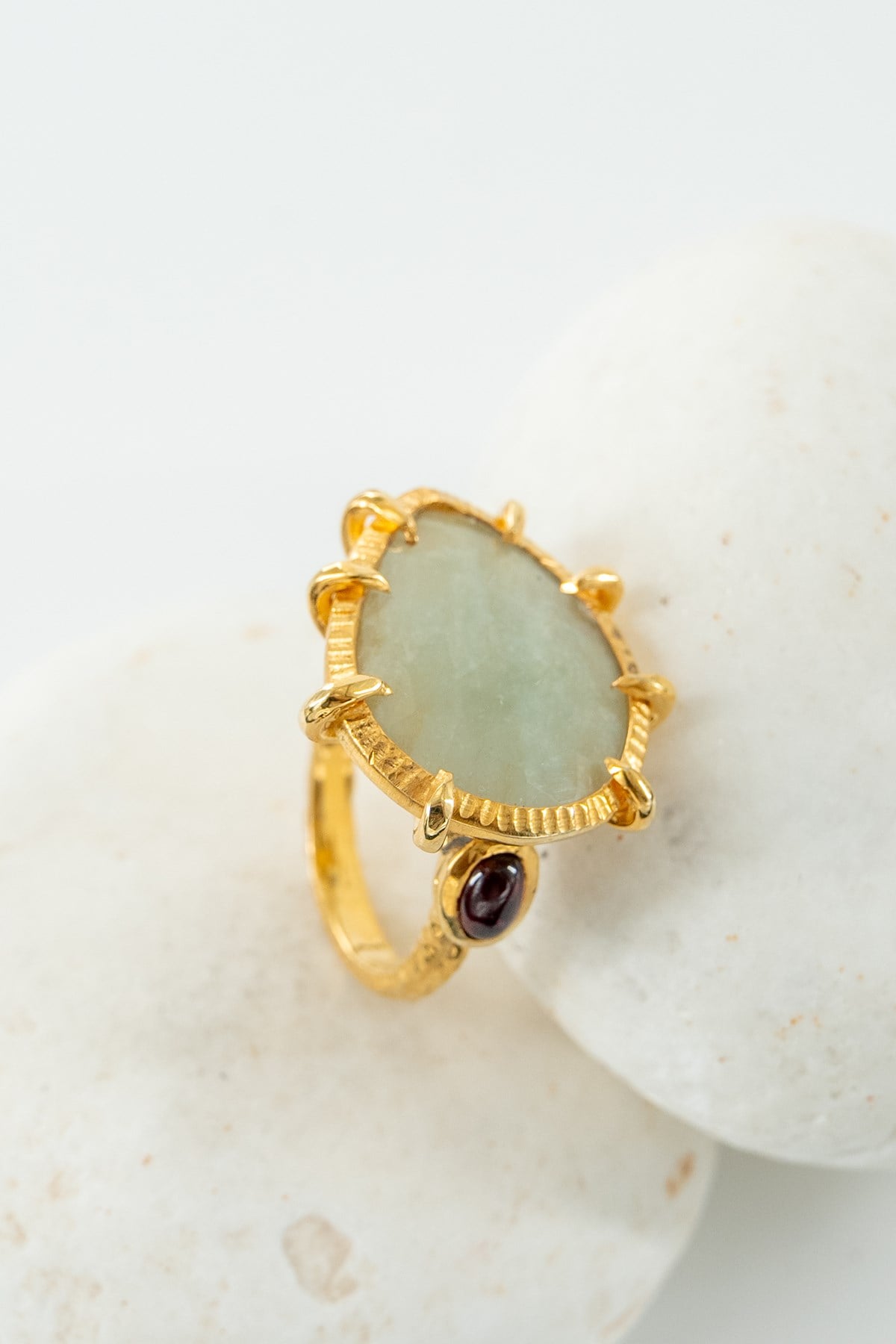 Safir & Garnet Taşlı Tasarım Gümüş Yüzük