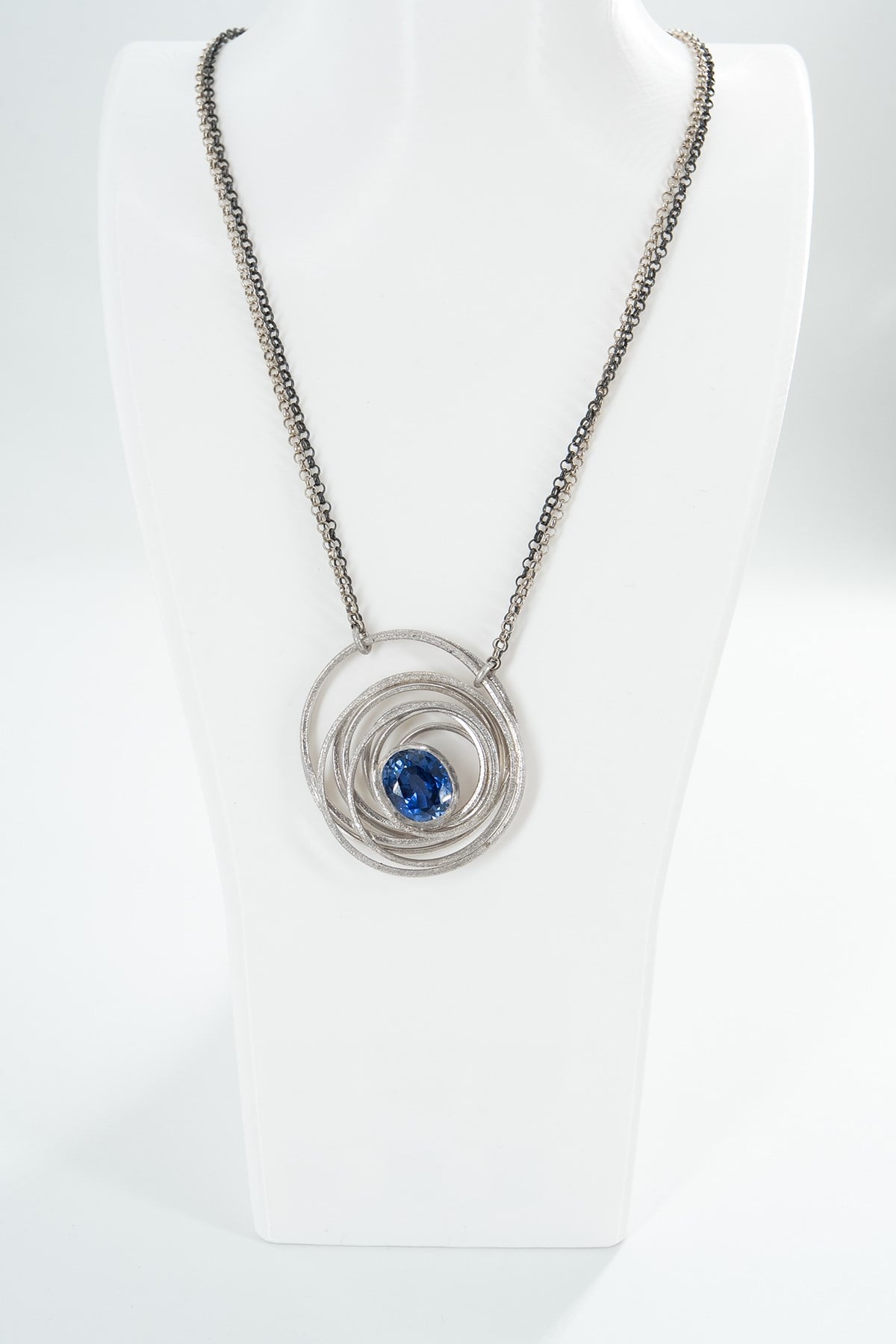 Zaffiro Argento Collana