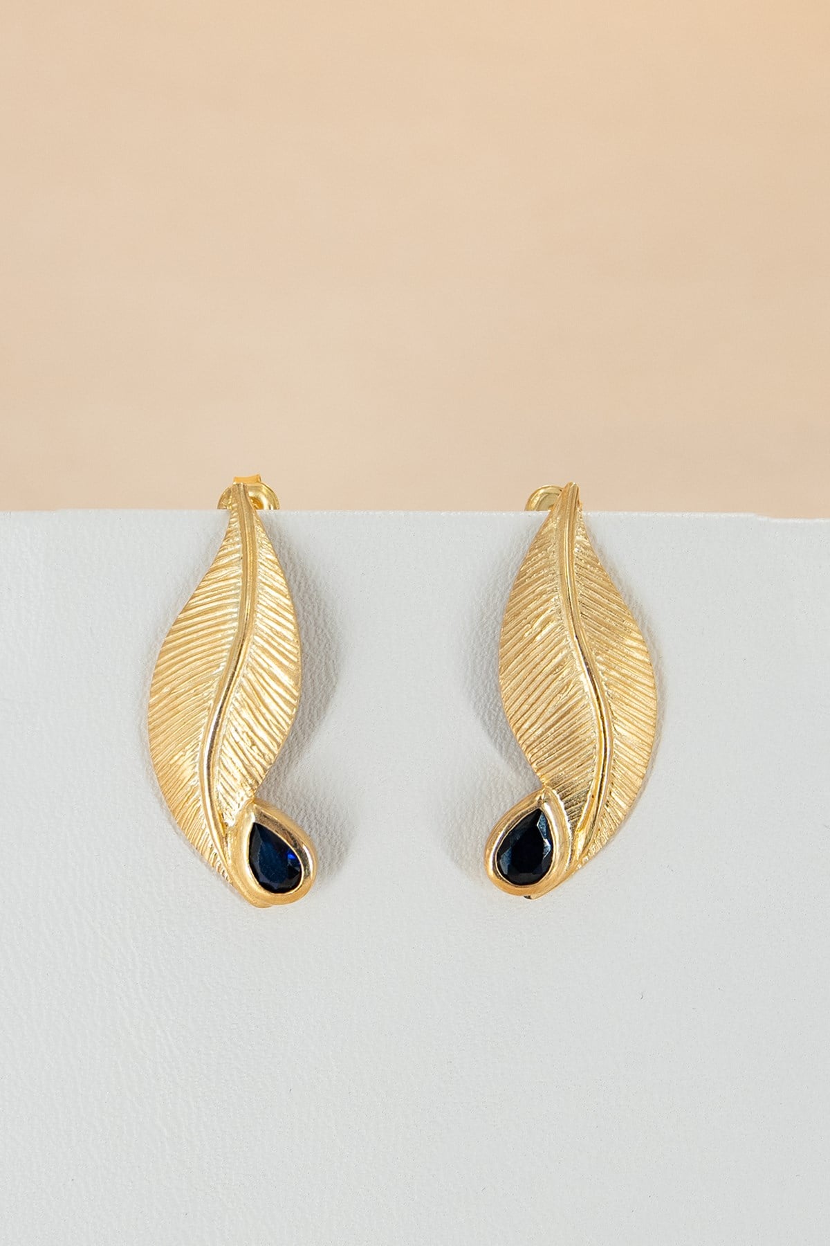 Safir Taşlı Gümüş Küpe