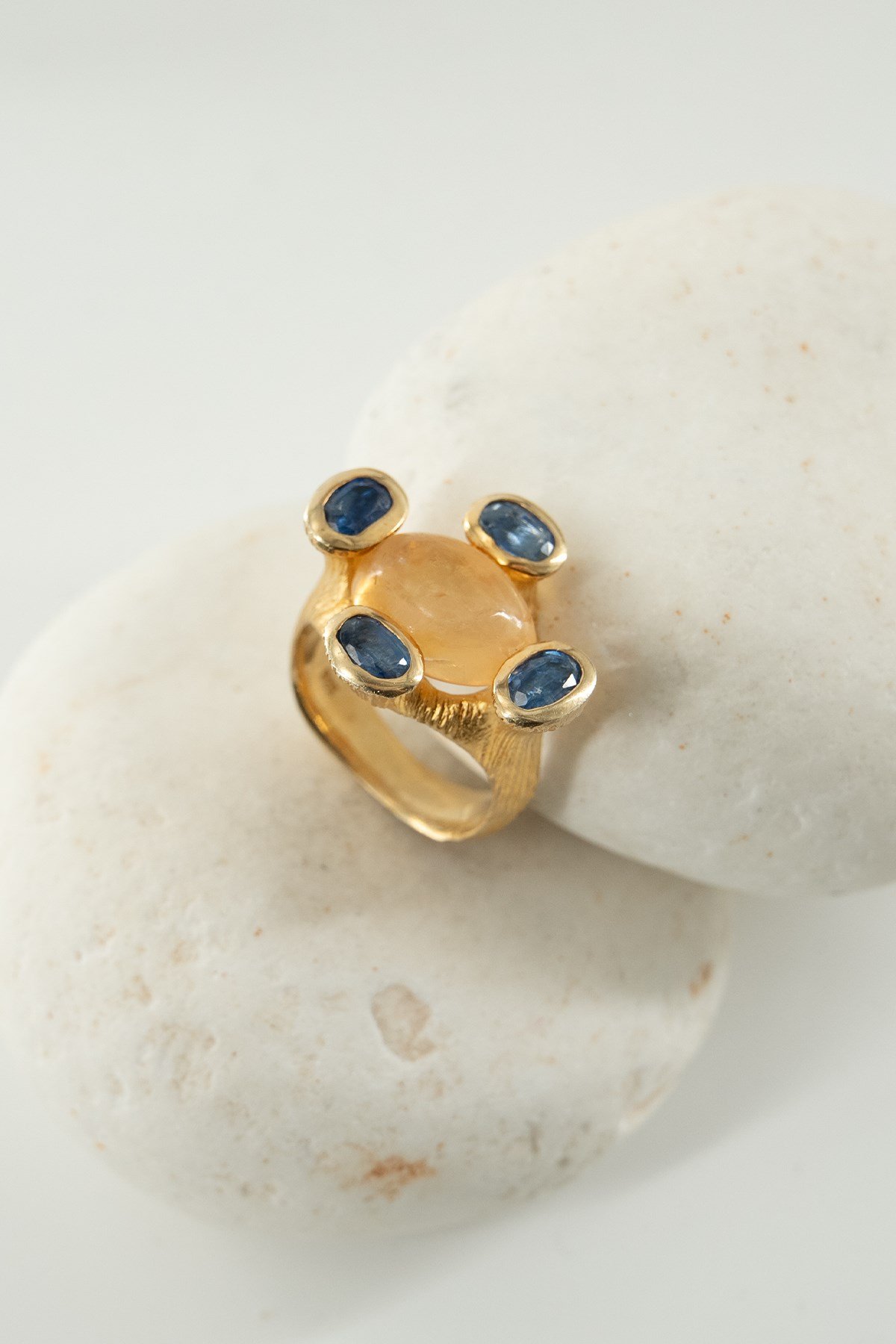 Citrino & Cianite con Pietra Argento Anello