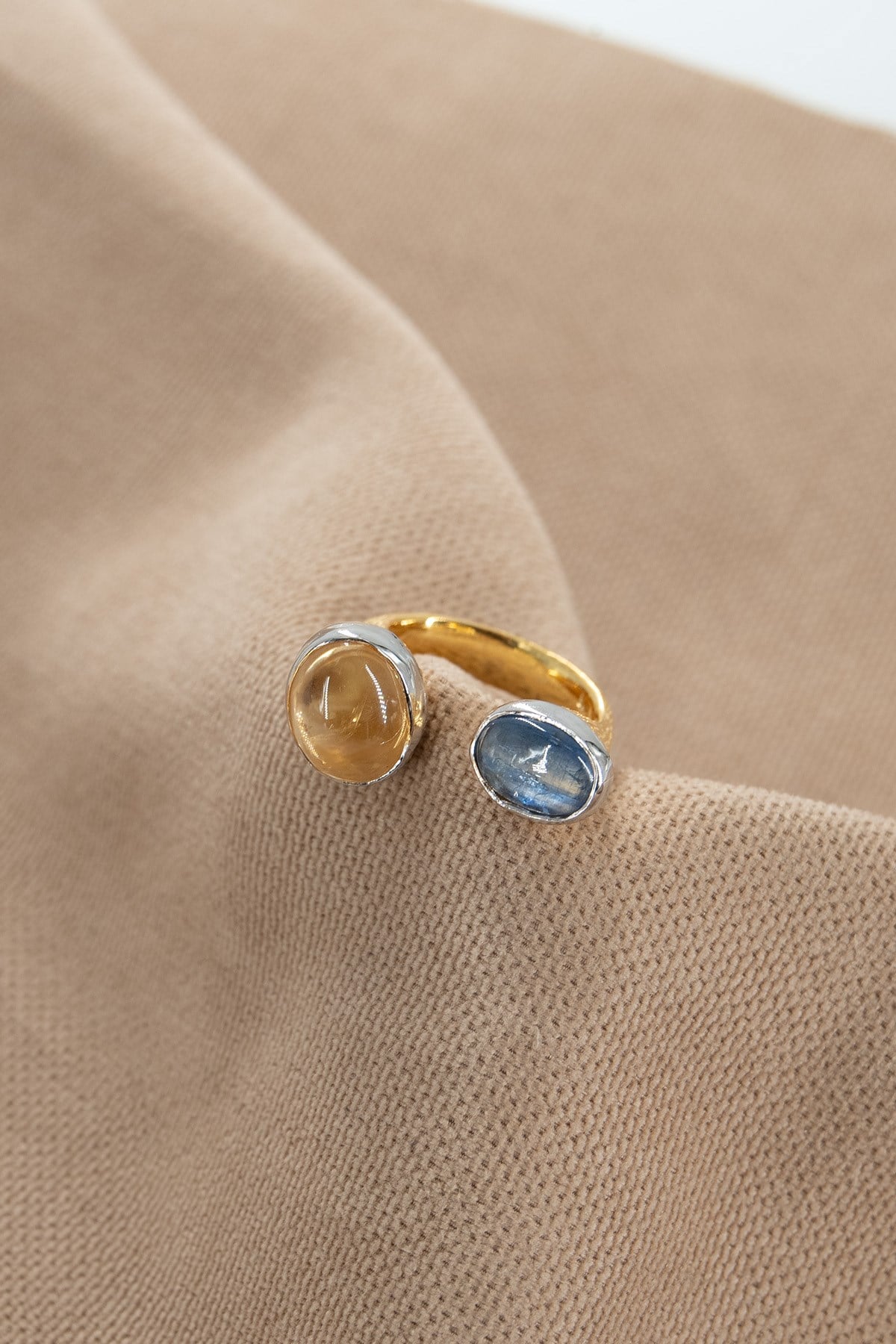 Citrino & Cianite con Pietra Argento Anello