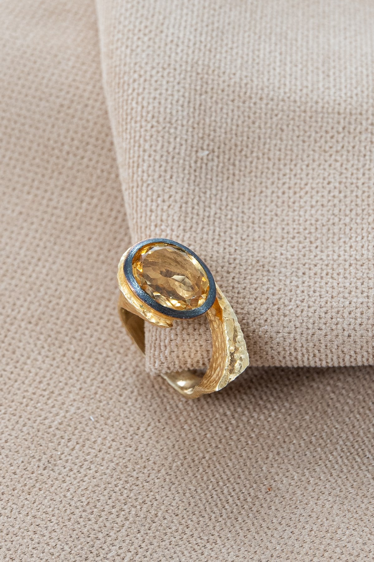 Citrino con Pietra Argento Anello