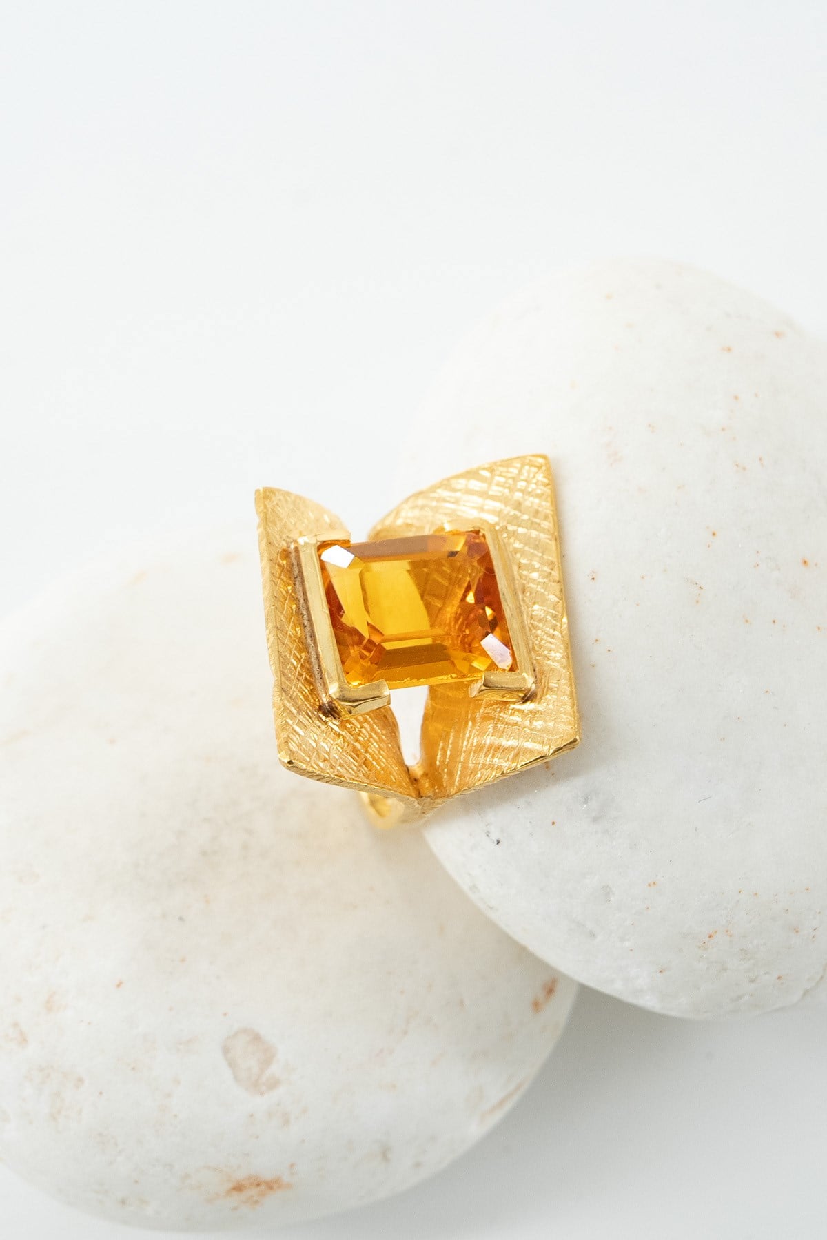 Citrino con Pietra Argento Anello