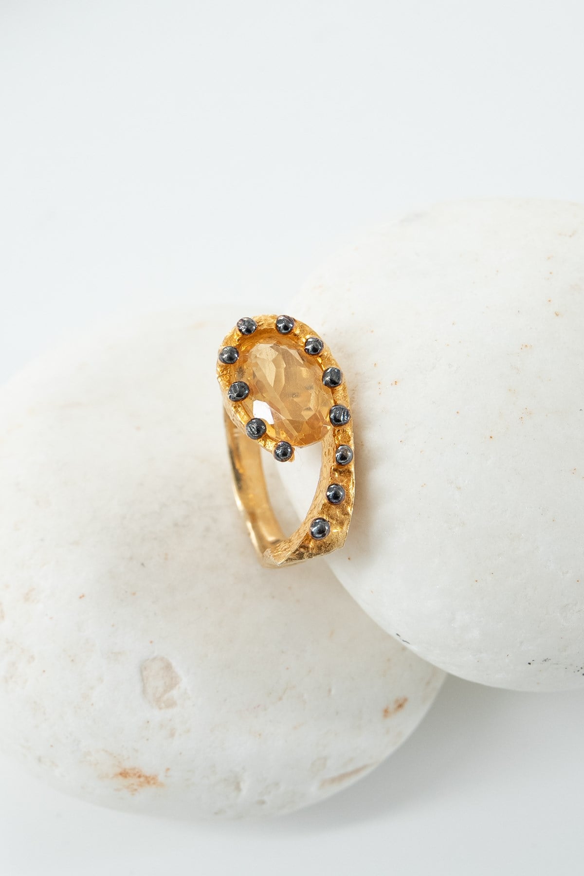 Citrino con Pietra Argento Anello
