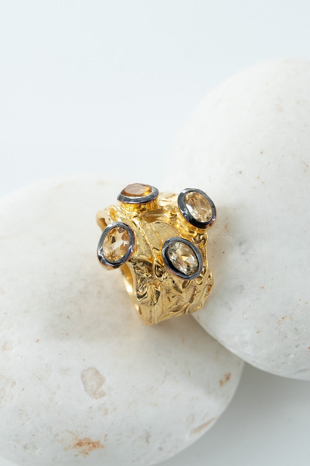 Citrino con Pietra Argento Anello