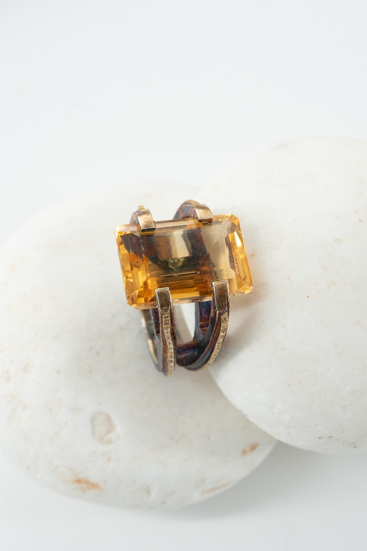 Citrino con Pietra Argento Anello