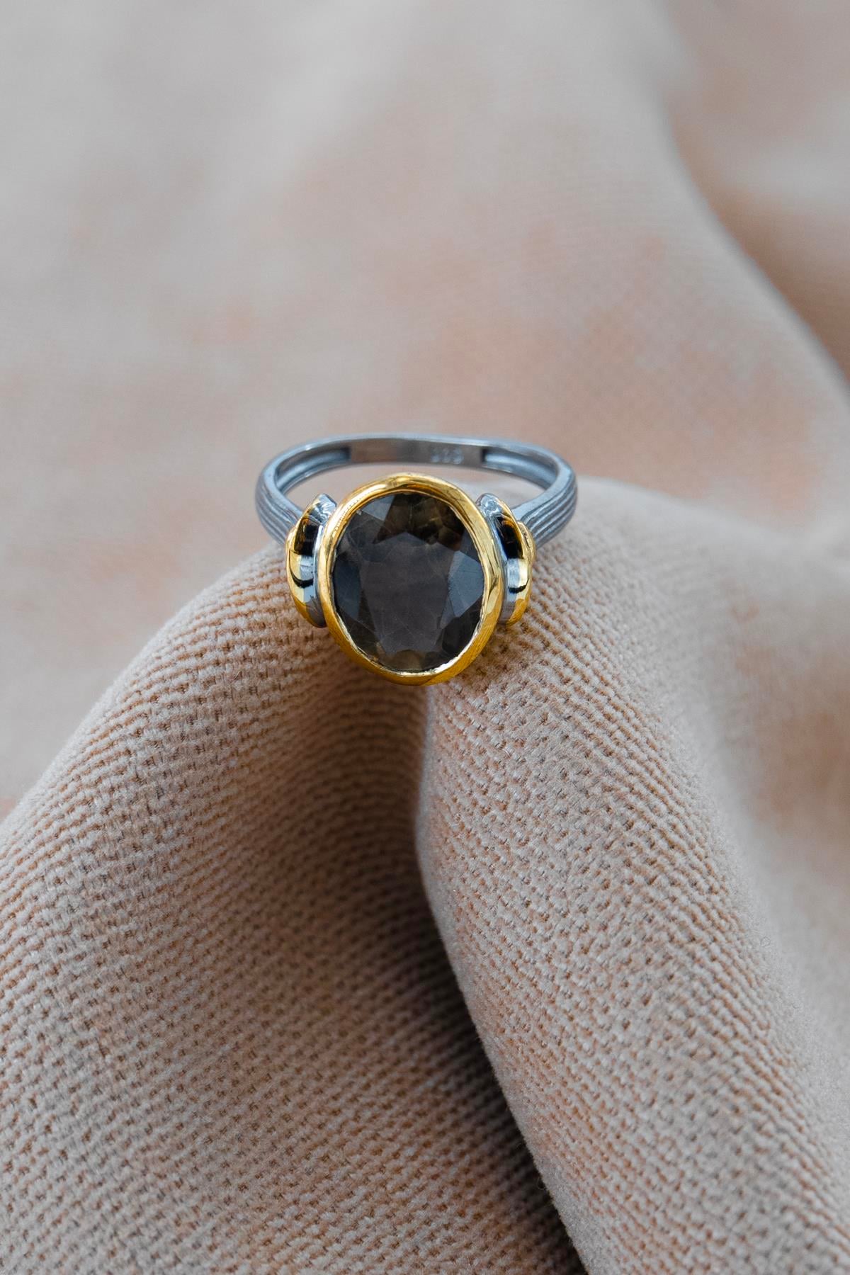 Smoky Quartz Taşlı Gümüş Yüzük